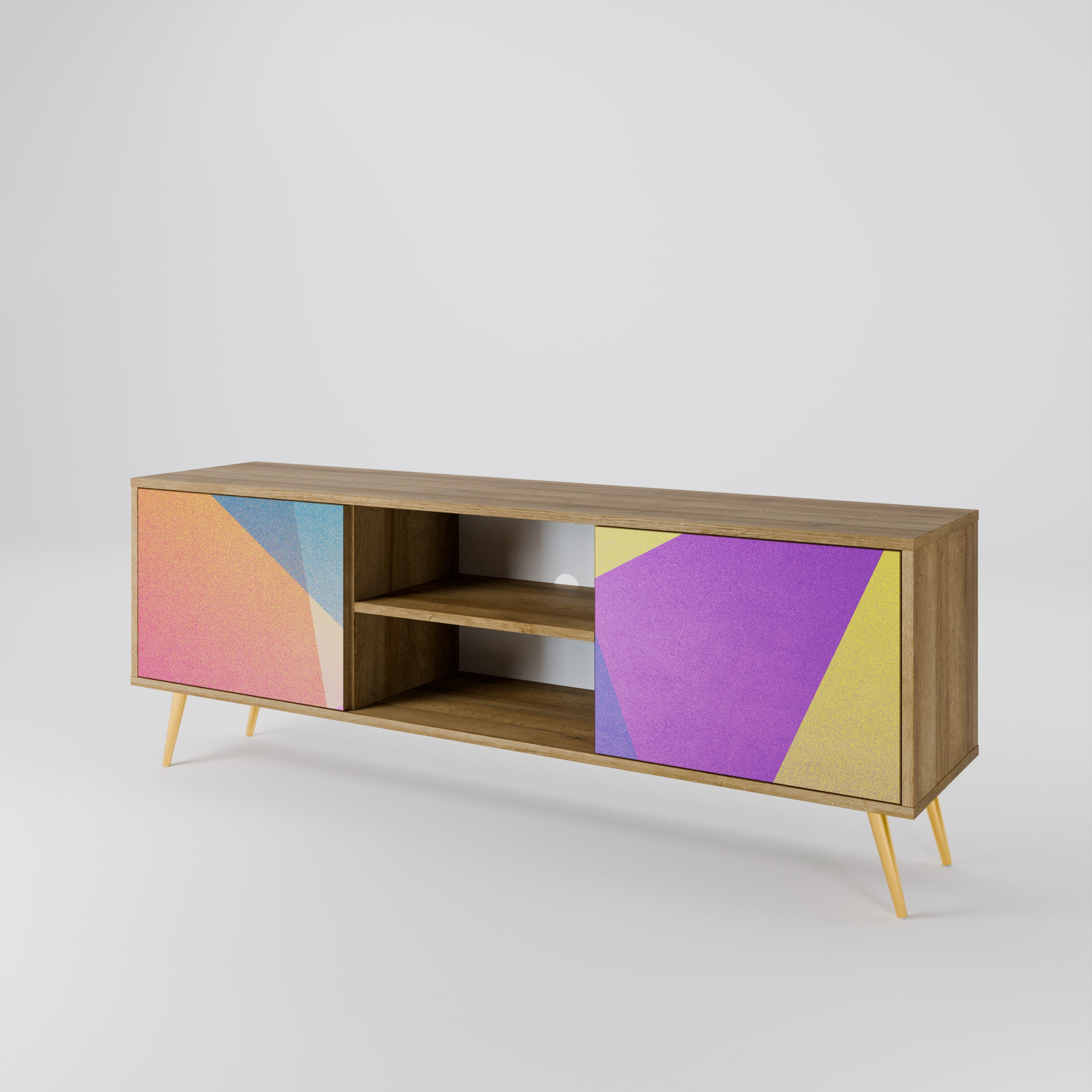 BRIGHT GEOMETRY 2-türiger TV-Ständer in Eichenoptik