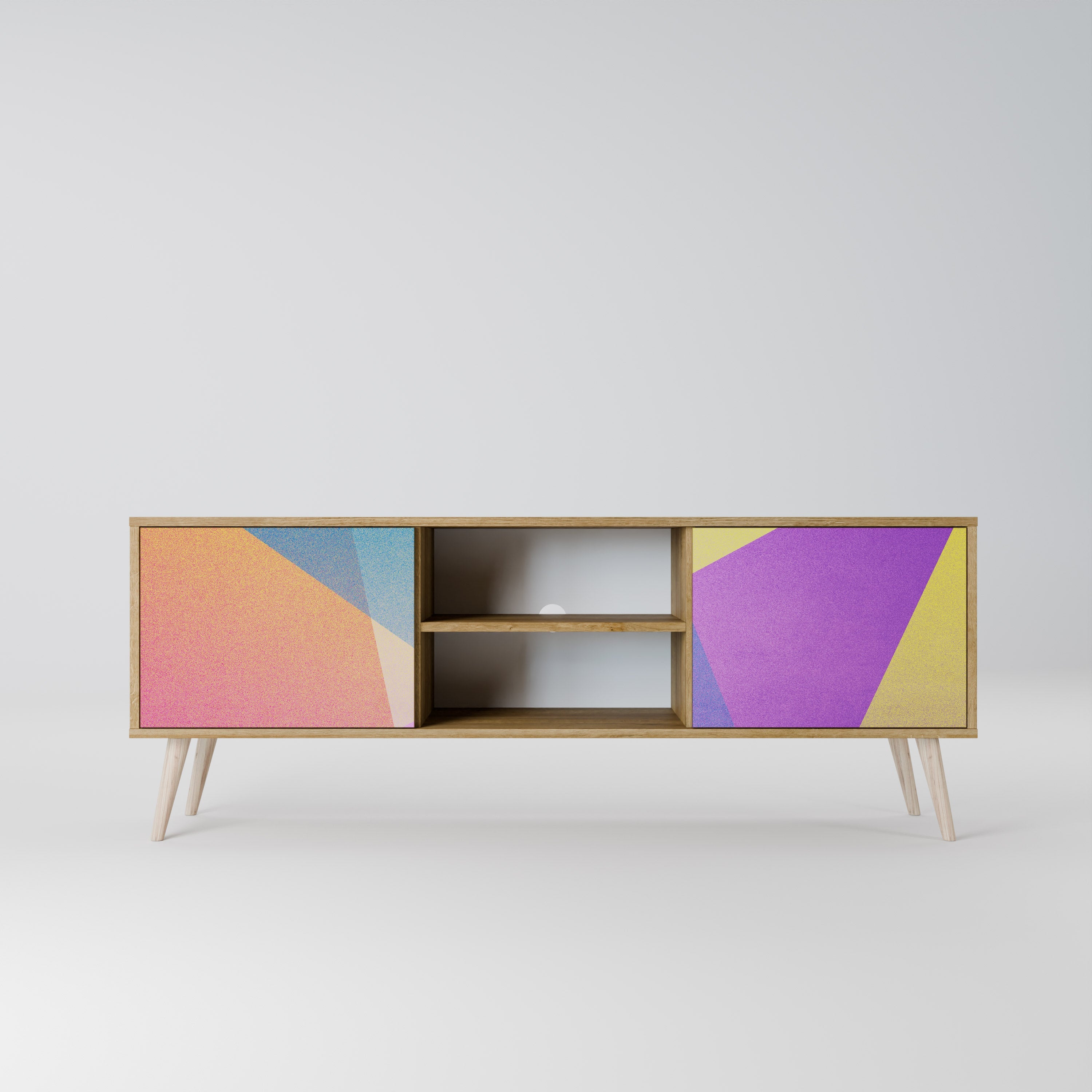 BRIGHT GEOMETRY 2-türiger TV-Ständer in Eichenoptik