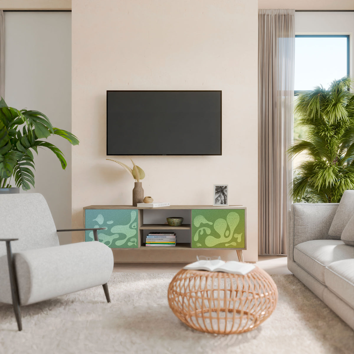 IRREGULAR BLUE 2-Door TV Cabinet