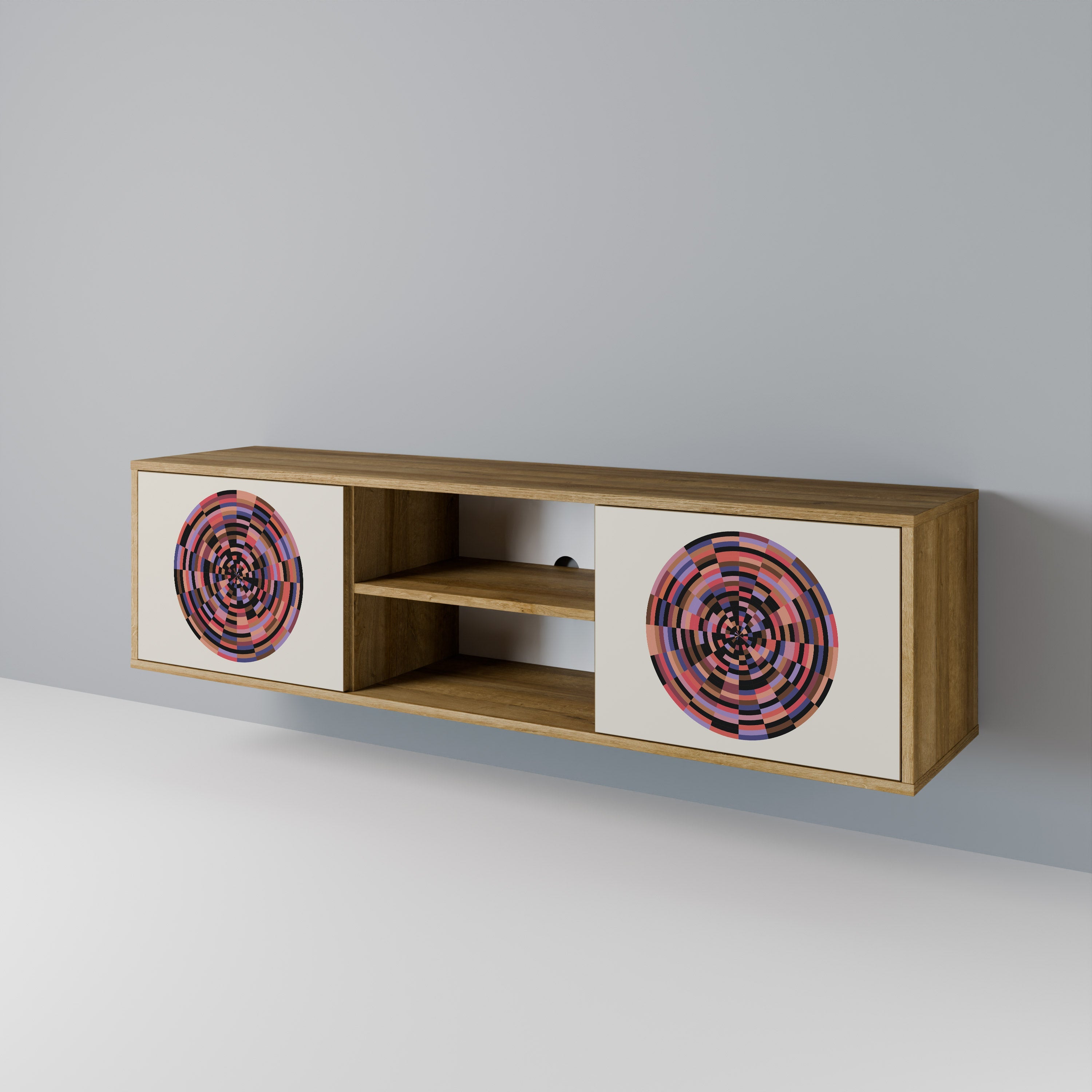 BROWN CIRCLES 2-türiger TV-Ständer in Eichenoptik