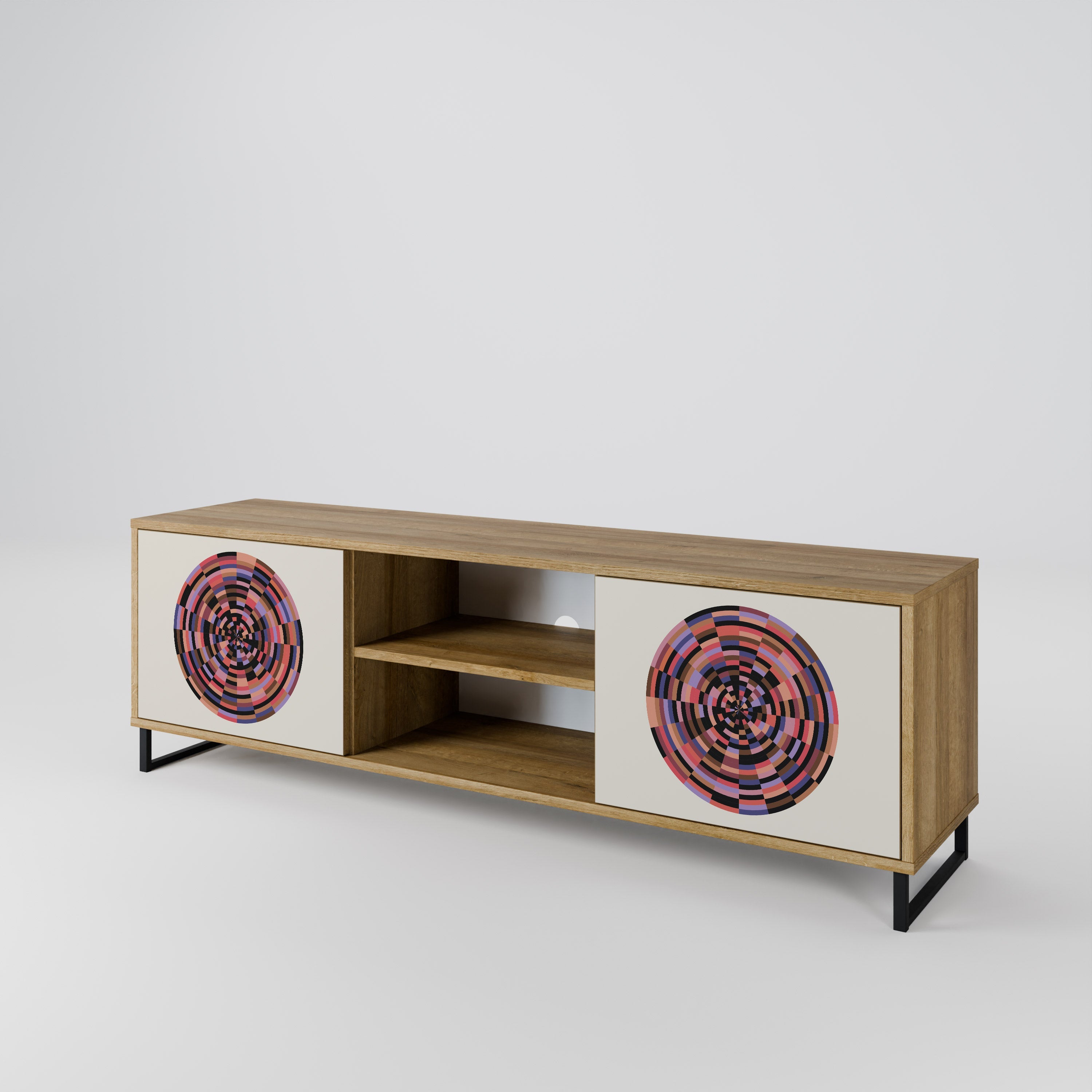BROWN CIRCLES 2-türiger TV-Ständer in Eichenoptik