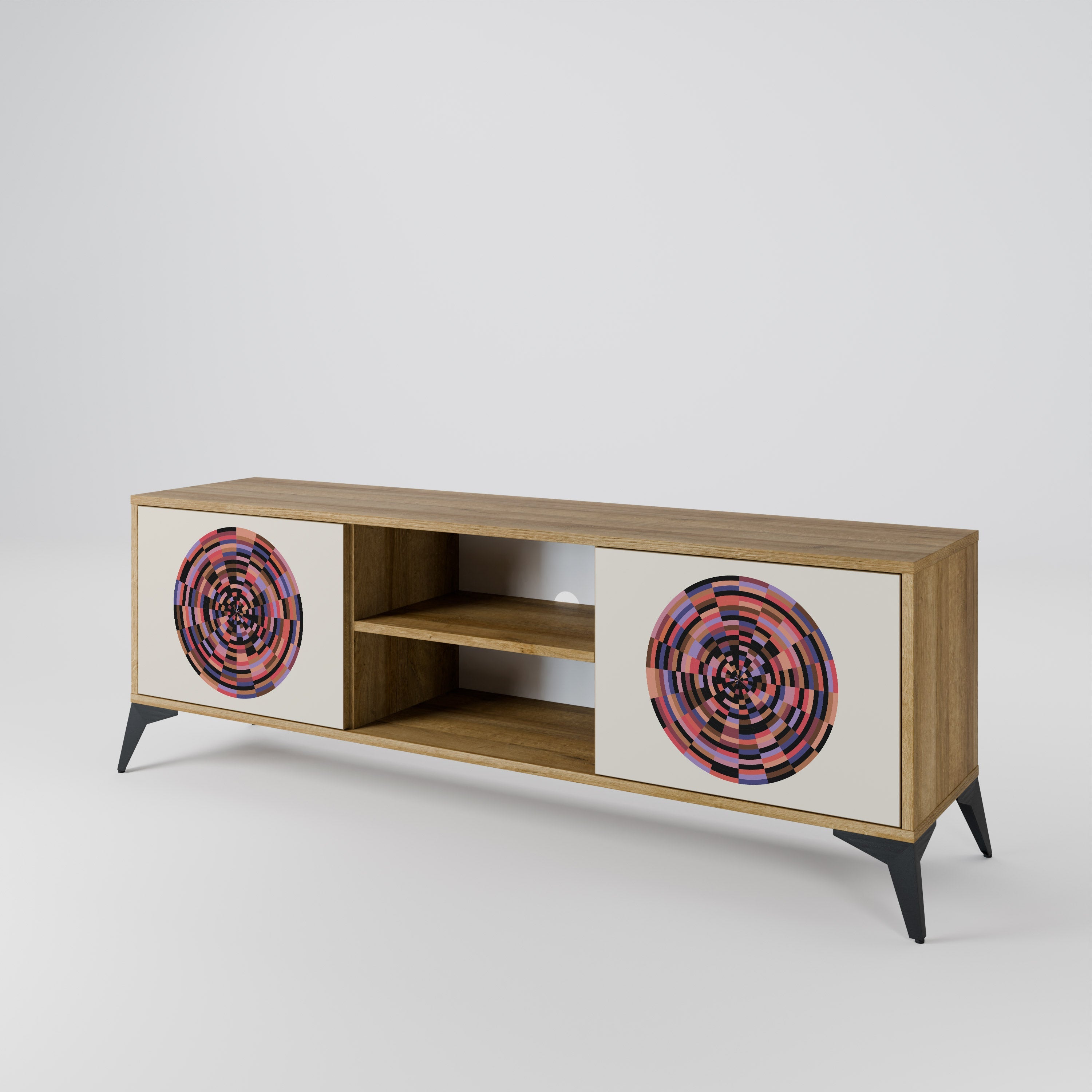 BROWN CIRCLES 2-türiger TV-Ständer in Eichenoptik