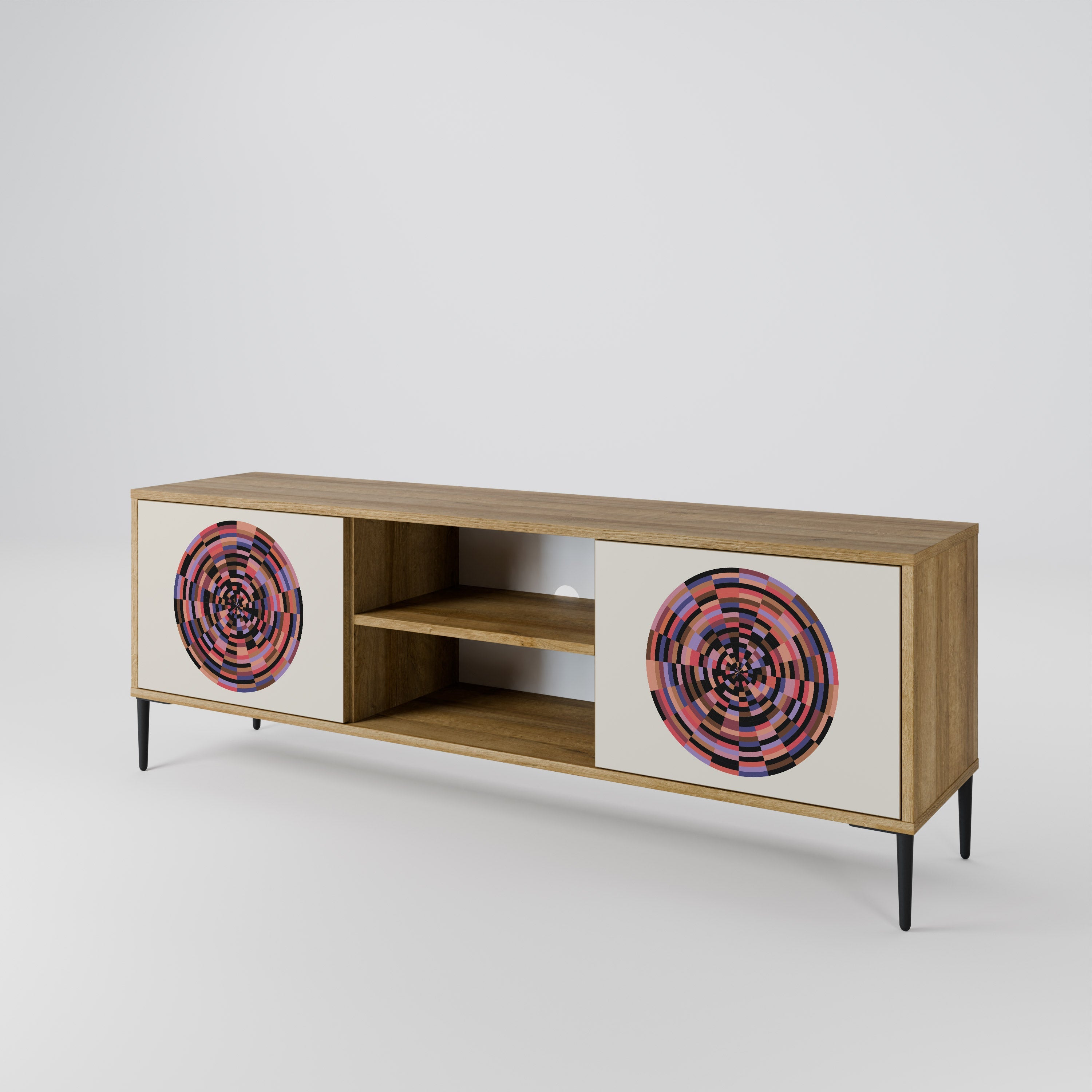 BROWN CIRCLES 2-türiger TV-Ständer in Eichenoptik