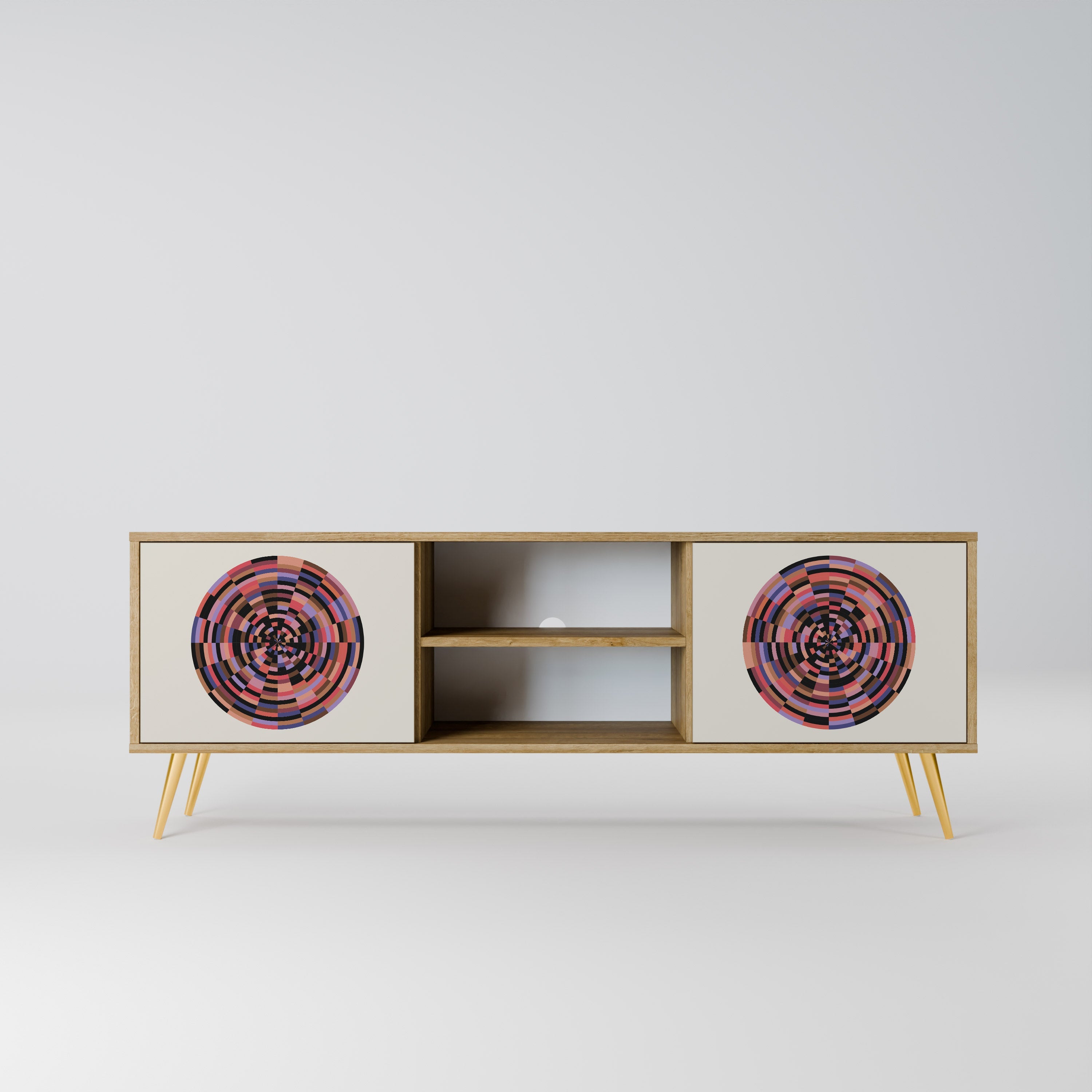 BROWN CIRCLES 2-türiger TV-Ständer in Eichenoptik
