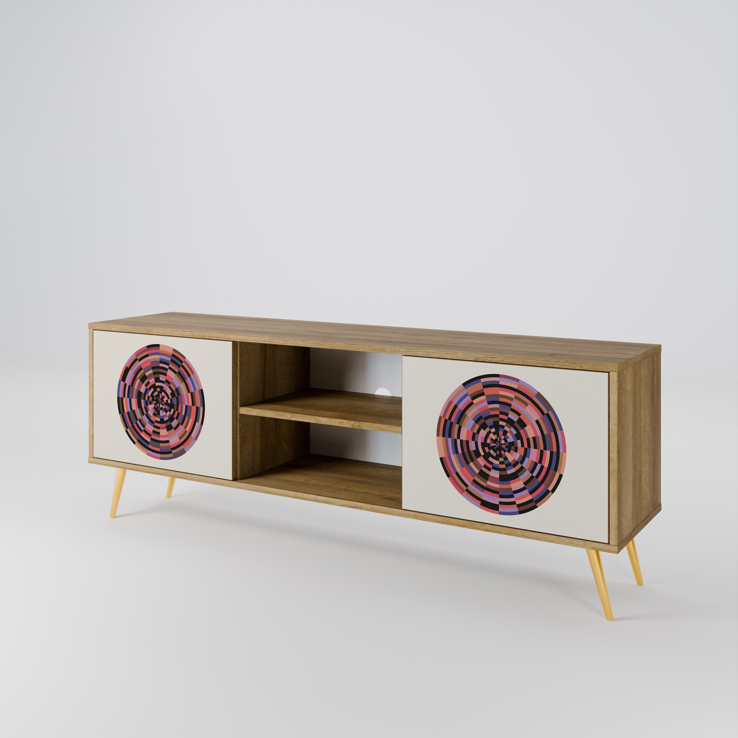BROWN CIRCLES 2-türiger TV-Ständer in Eichenoptik
