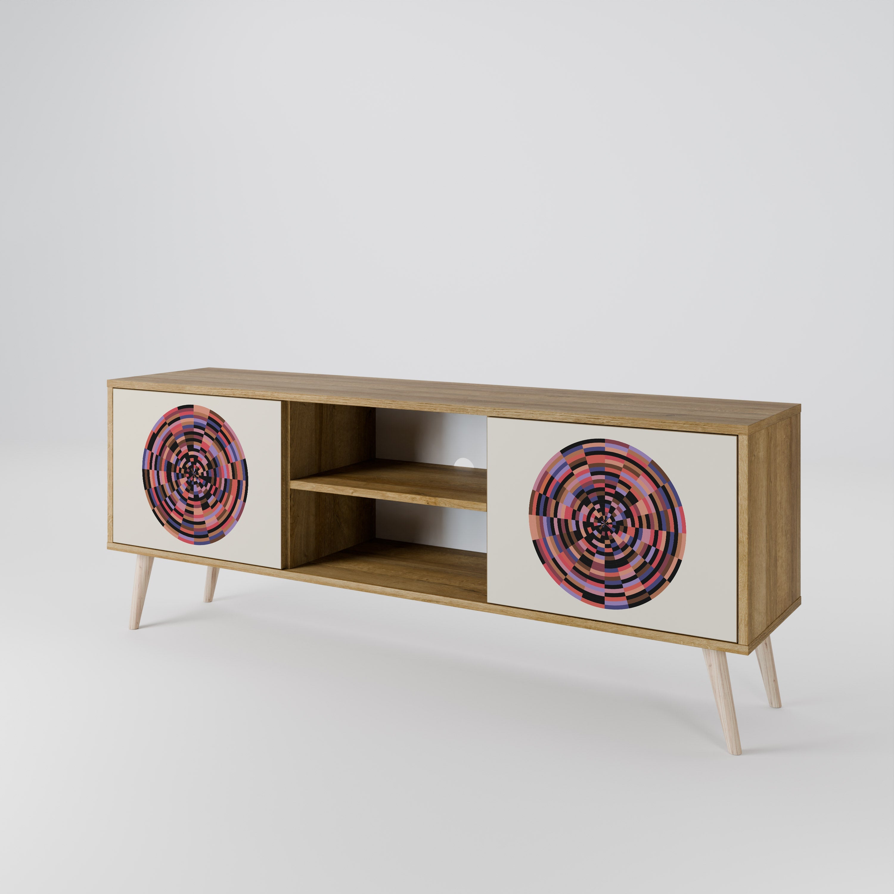 BROWN CIRCLES 2-türiger TV-Ständer in Eichenoptik