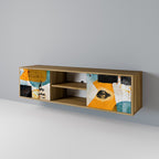 ABSTRACT FACES 2-Door TV Stand in Oak Effect