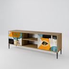 ABSTRACT FACES 2-Door TV Stand in Oak Effect