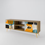 ABSTRACT FACES 2-Door TV Stand in Oak Effect