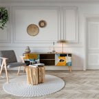 ABSTRACT FACES 2-Door TV Stand in Oak Effect