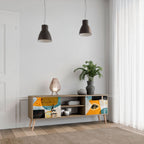 ABSTRACT FACES 2-Door TV Stand in Oak Effect