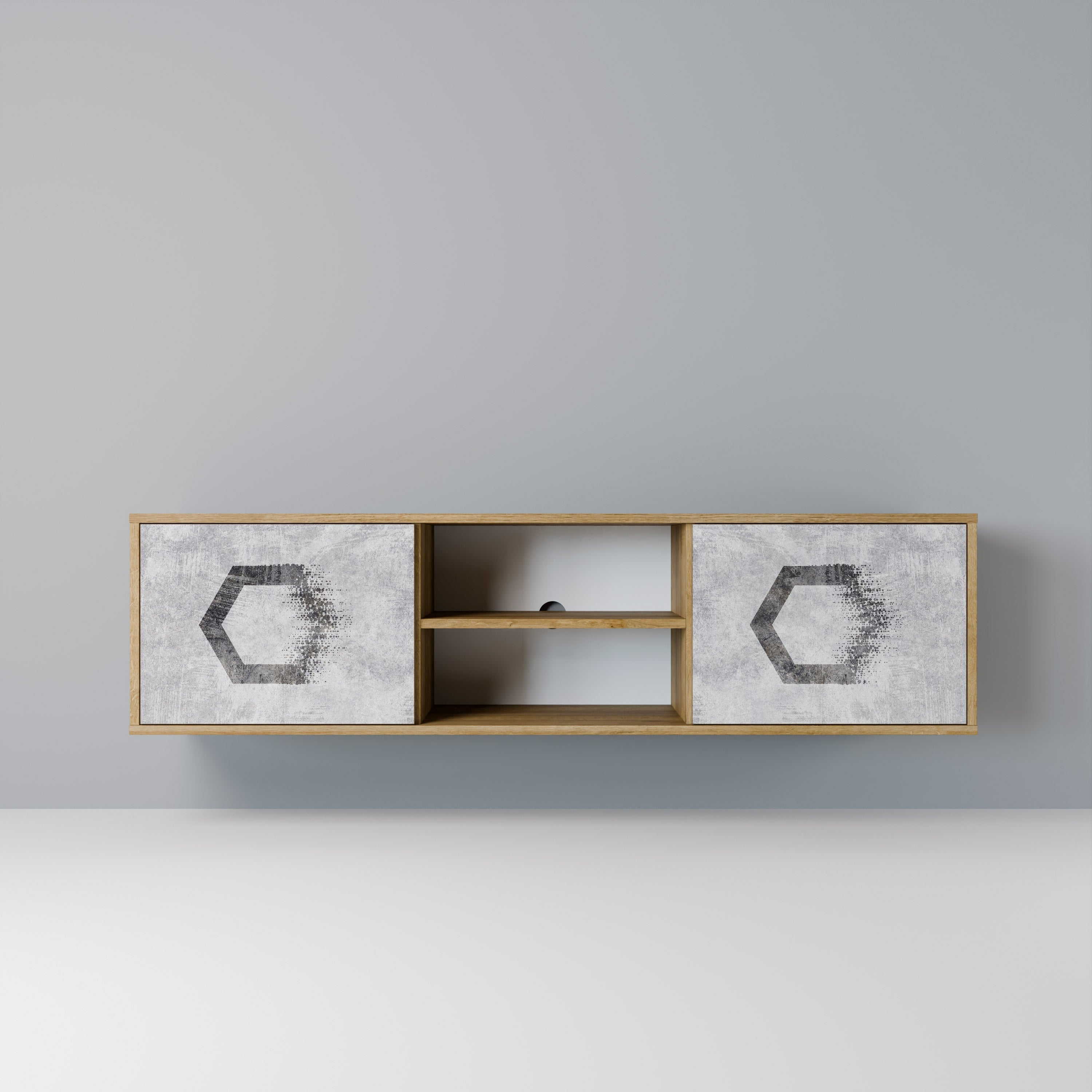 HEXAGONAL FIGURES 2-türiger TV-Ständer in Eichenoptik