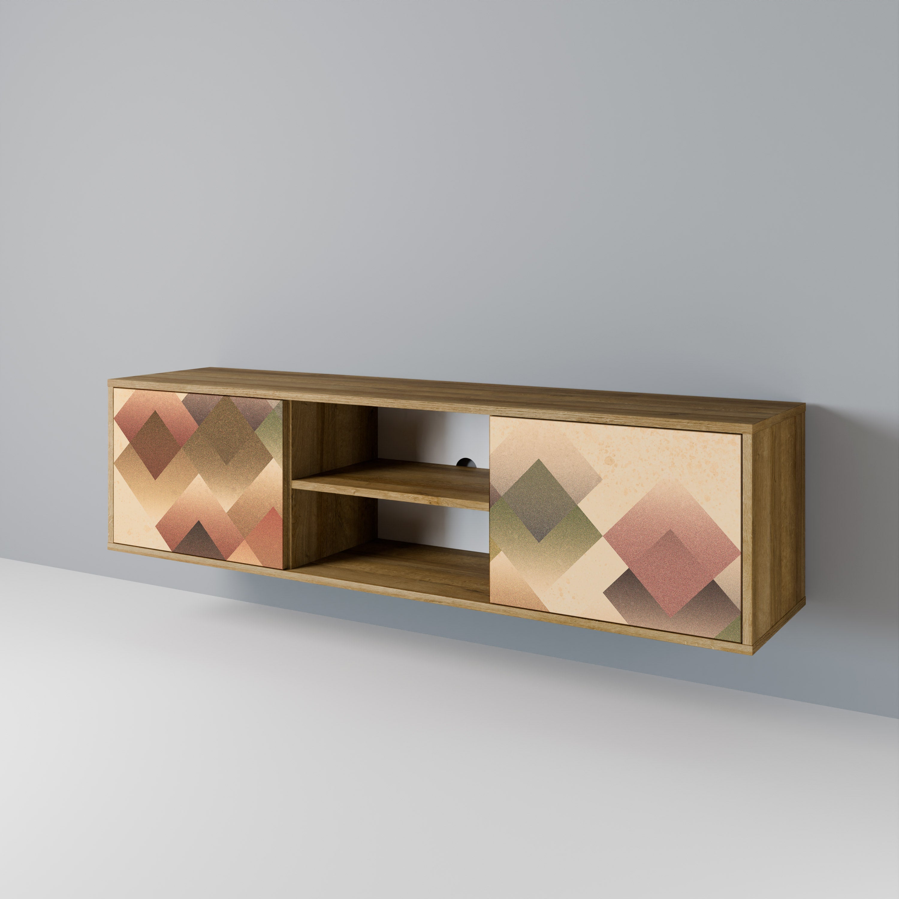 GEOMETRIC FUSION 2-türiger TV-Ständer in Eichenoptik