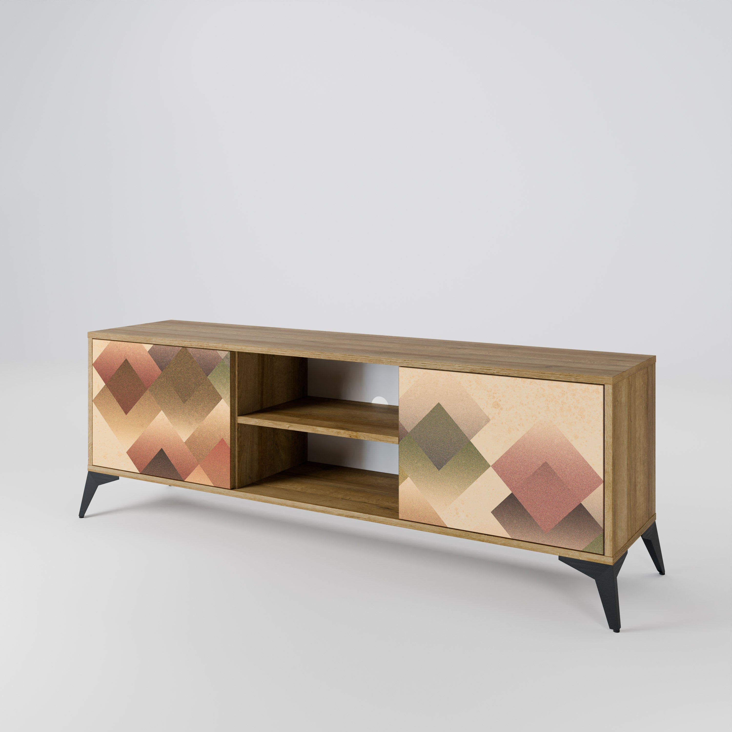 GEOMETRIC FUSION 2-türiger TV-Ständer in Eichenoptik