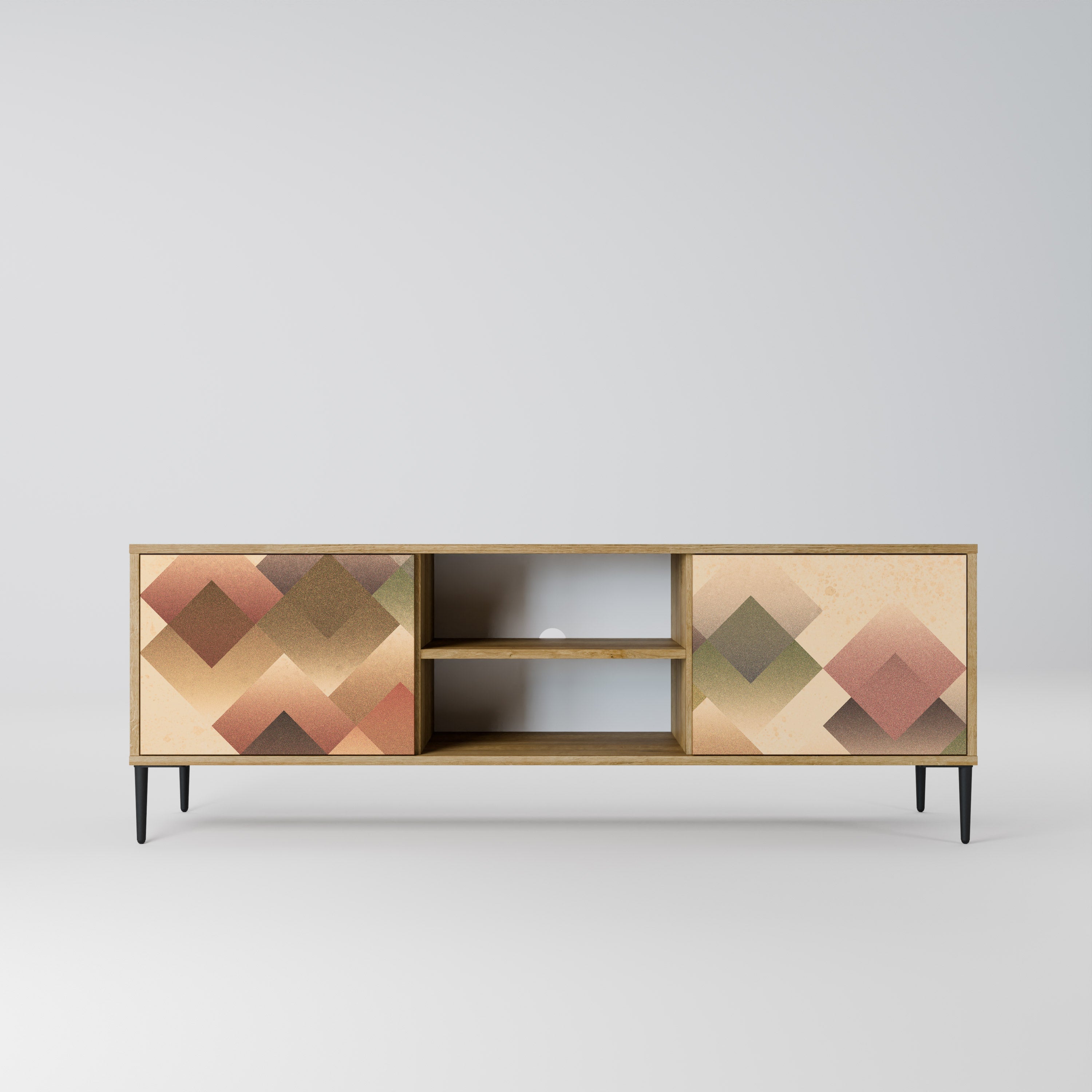 GEOMETRIC FUSION 2-türiger TV-Ständer in Eichenoptik