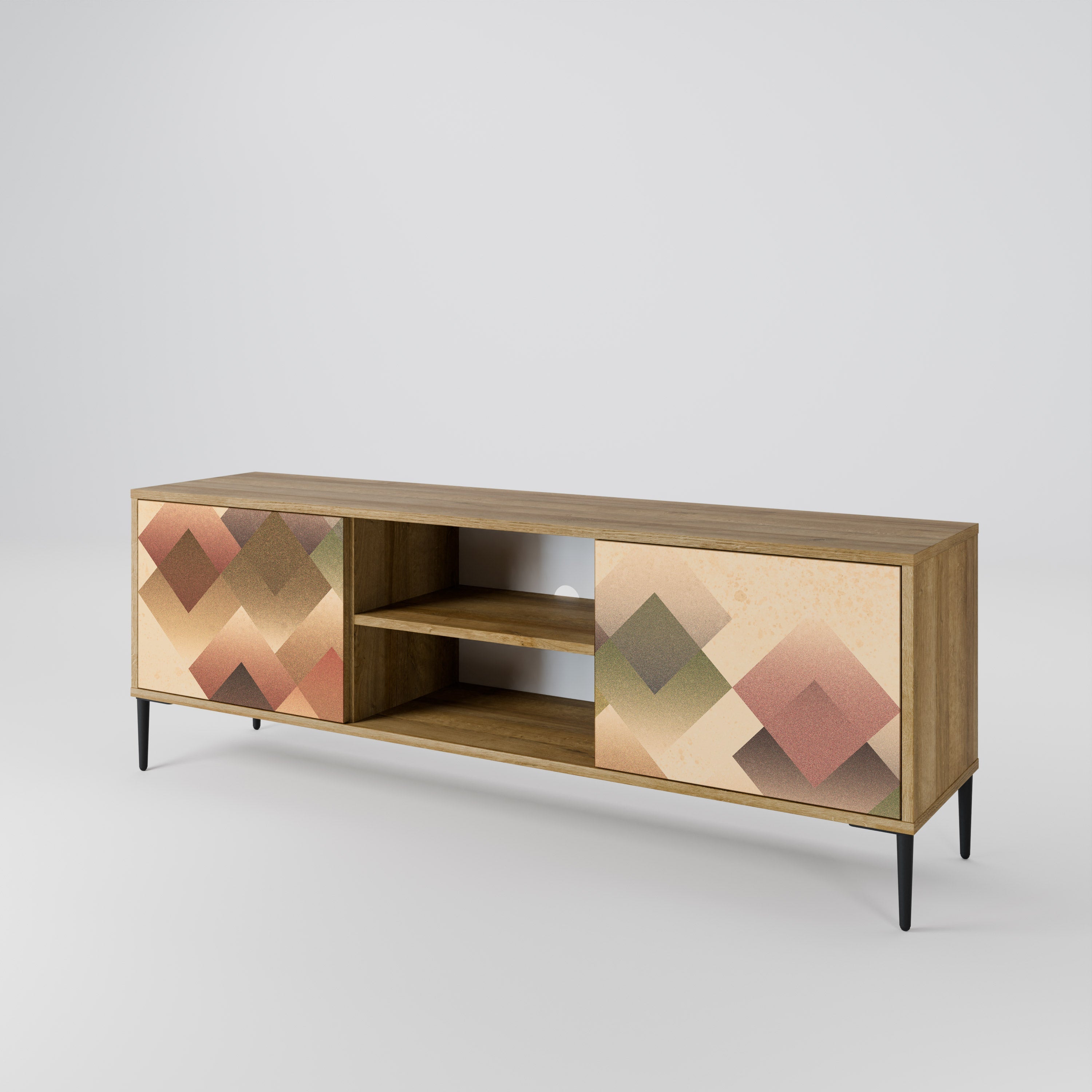 GEOMETRIC FUSION 2-türiger TV-Ständer in Eichenoptik