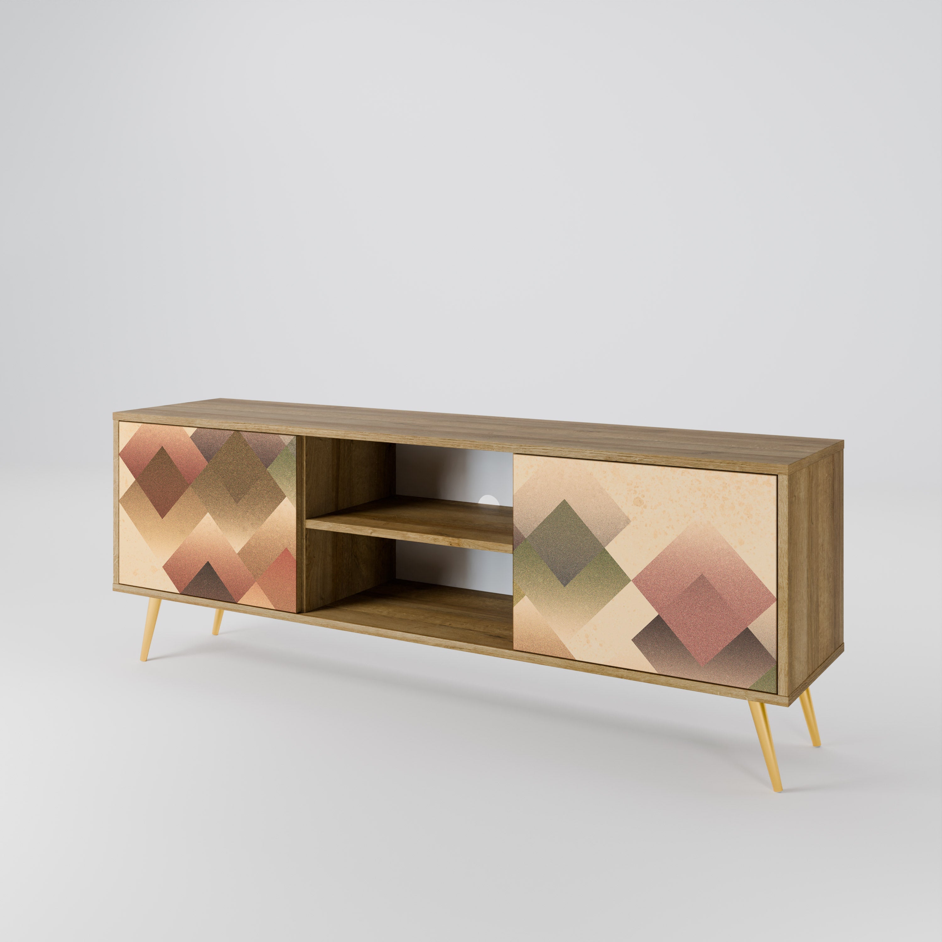 GEOMETRIC FUSION 2-türiger TV-Ständer in Eichenoptik