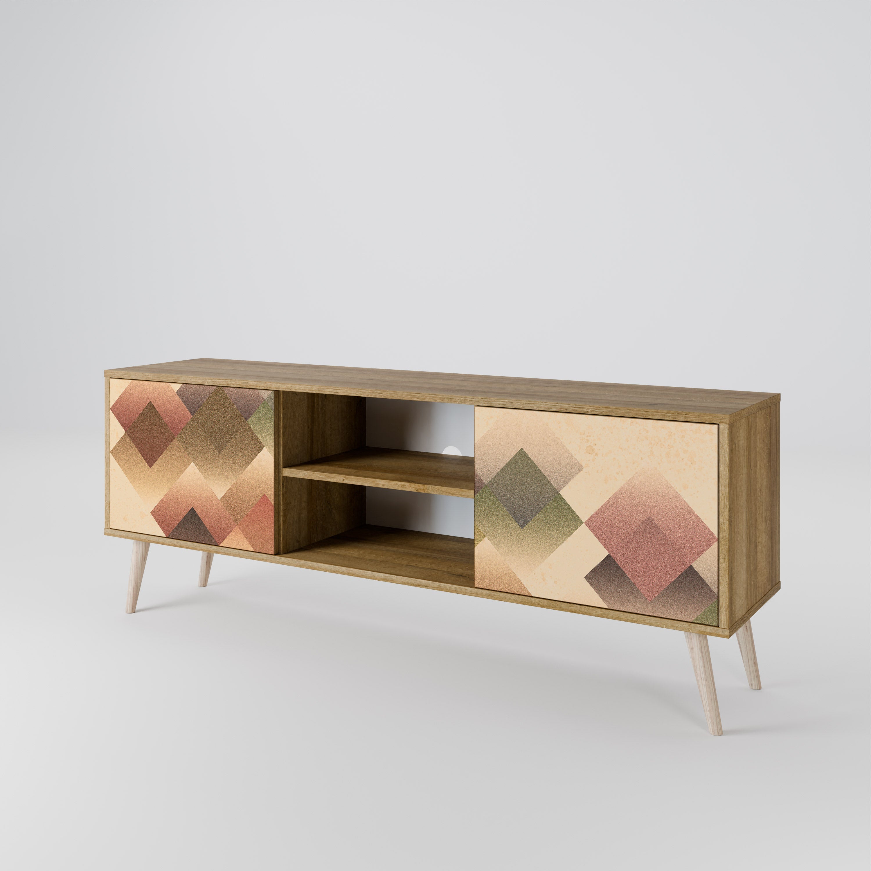 GEOMETRIC FUSION 2-türiger TV-Ständer in Eichenoptik
