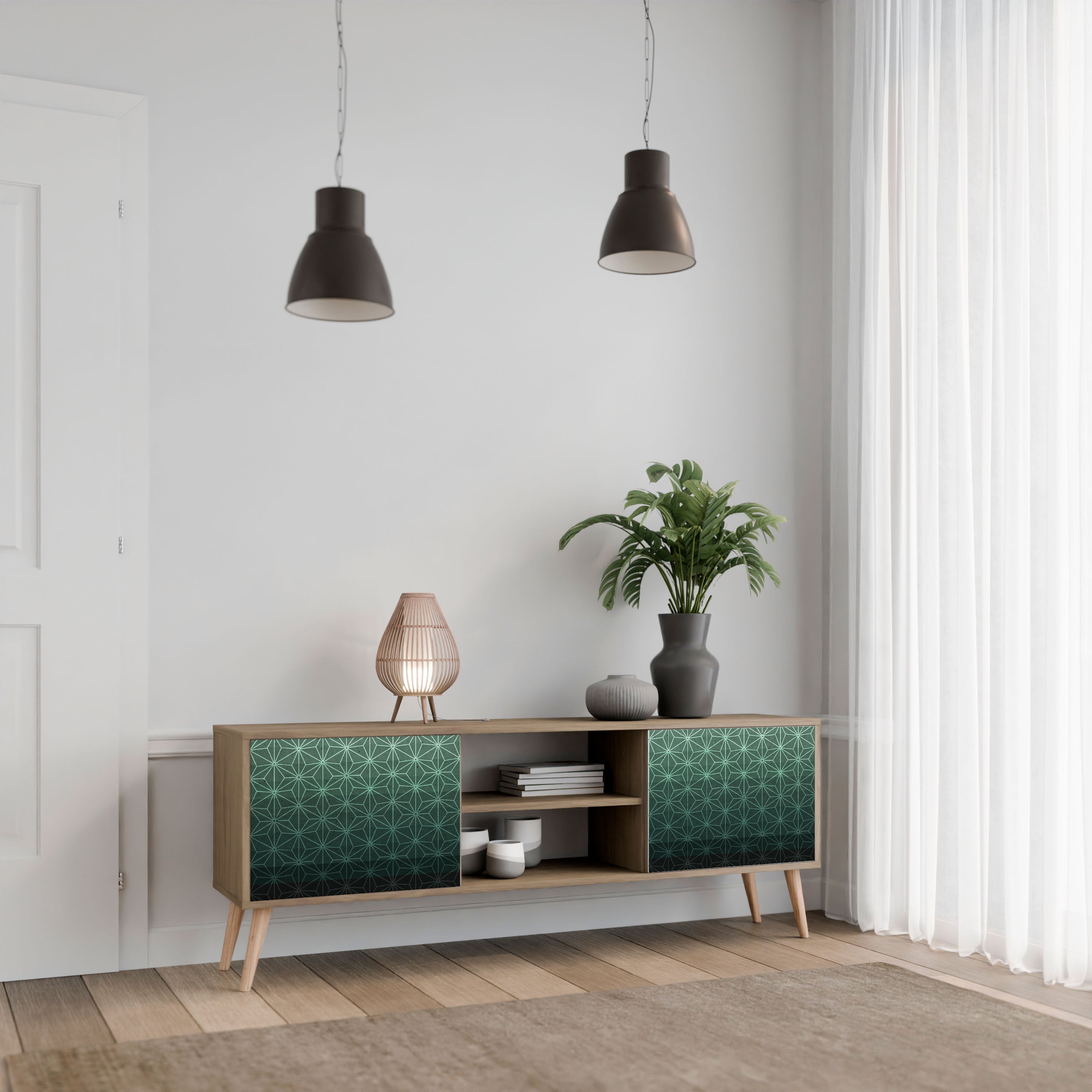 ORNAMENTAL GLIMMER 2-türiger TV-Ständer in Eichenoptik