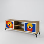 GEOMETRIC EYES 2-Door TV Stand in Oak Effect