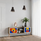 GEOMETRIC EYES 2-Door TV Stand in Oak Effect