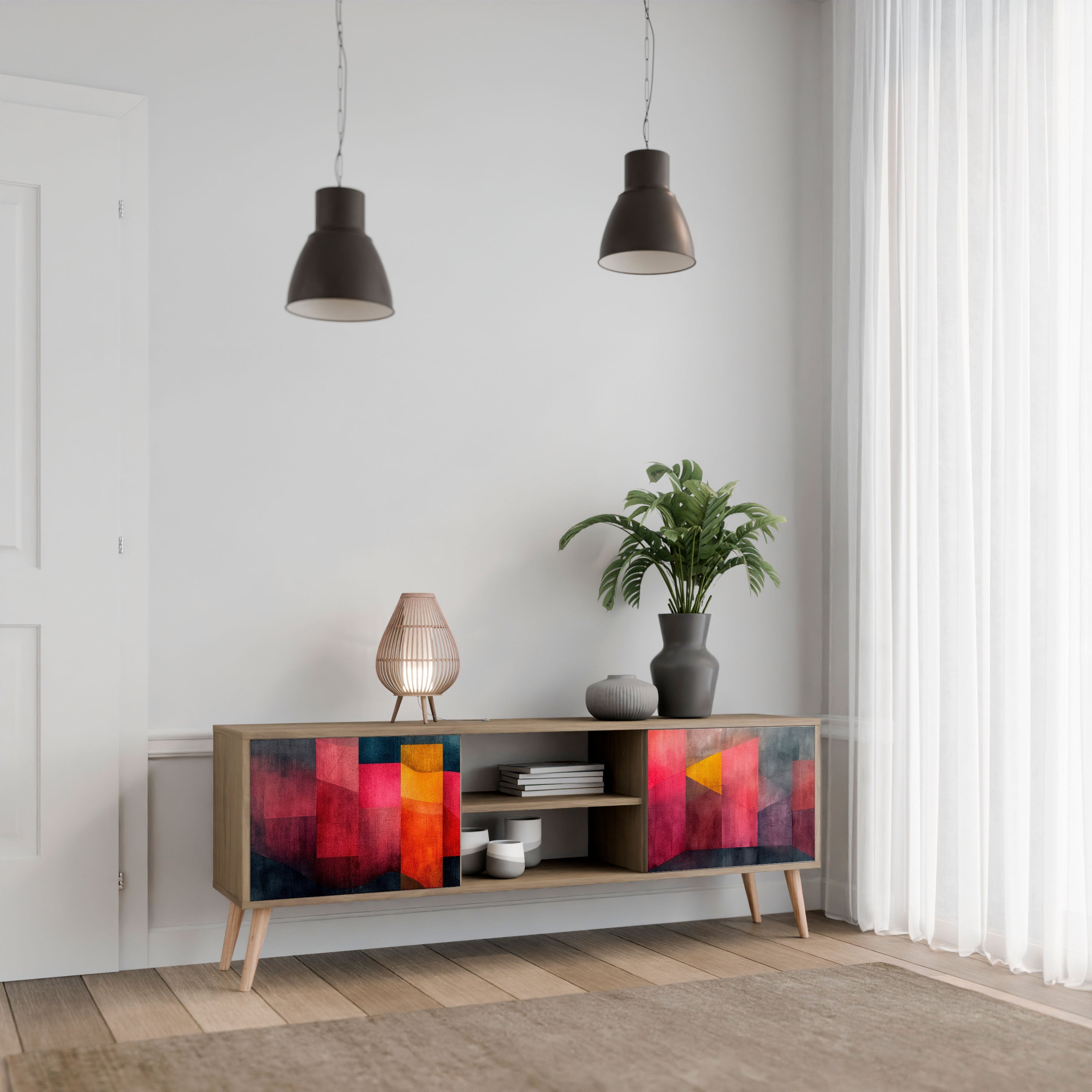 COLORFUL SOUNDS 2-türiger TV-Ständer in Eichenoptik