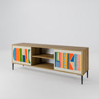 GEOMETRIC SHINE 2-Door TV Stand in Oak Effect