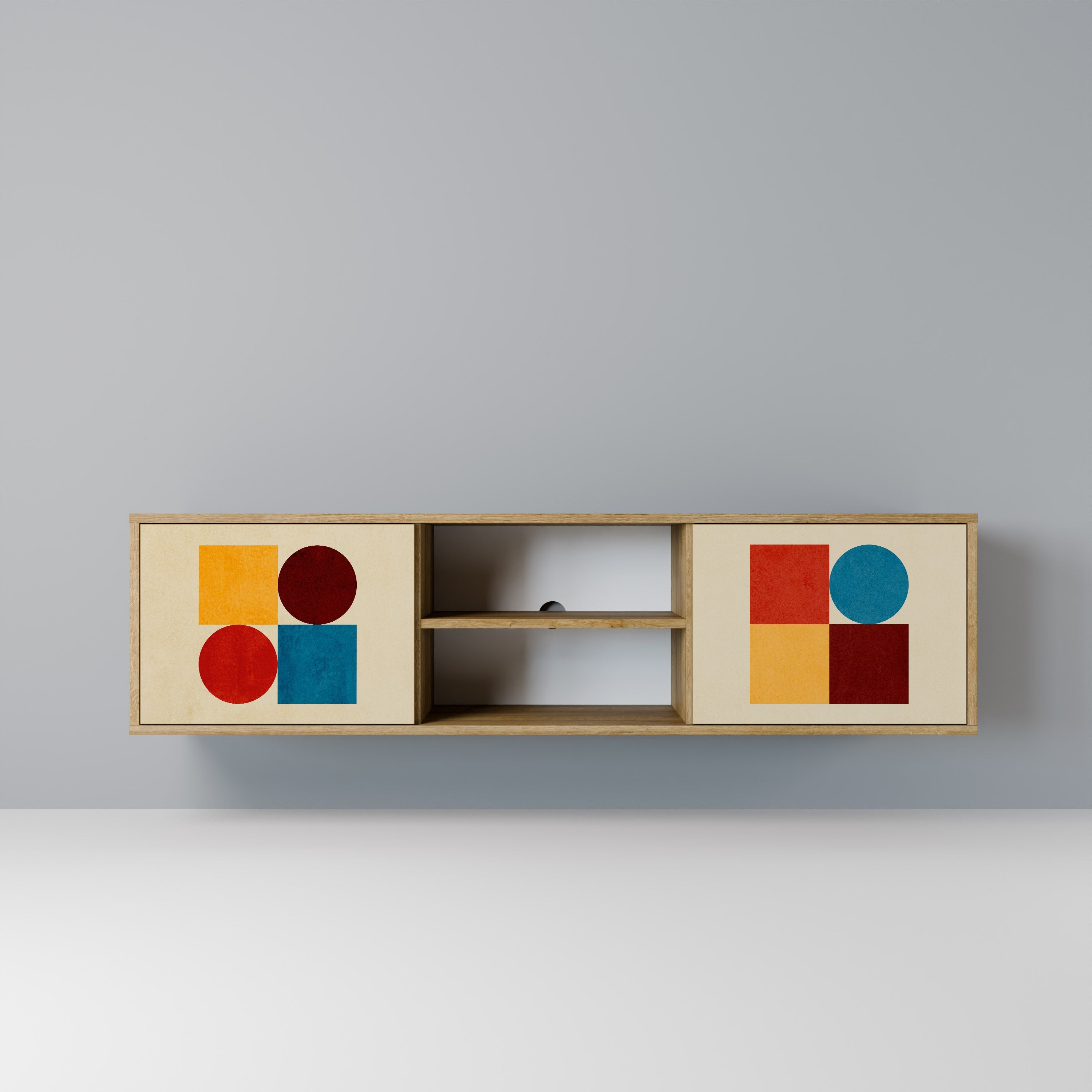 GEOMETRIC PUZZLE 2-türiger TV-Ständer in Eichenoptik