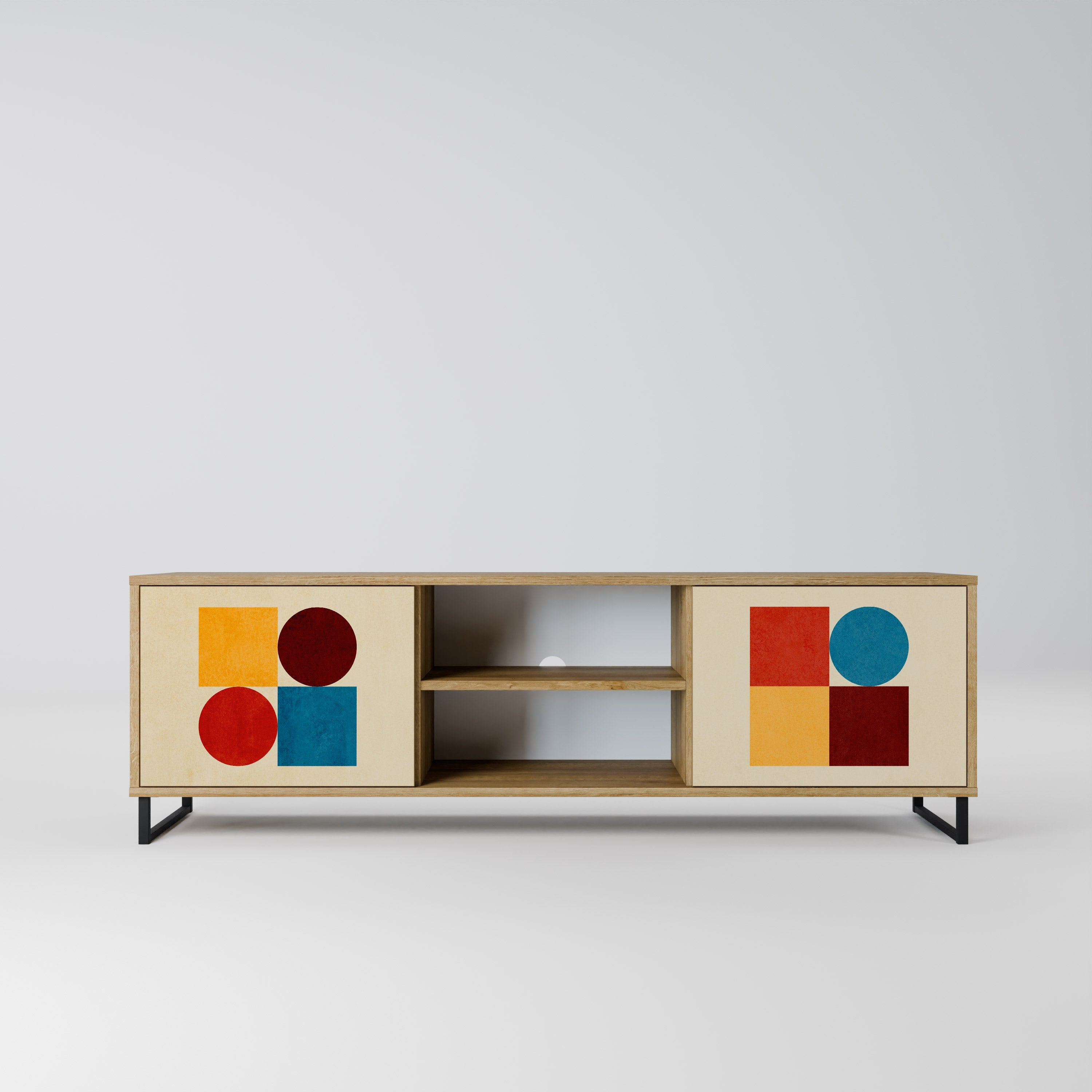 GEOMETRIC PUZZLE 2-türiger TV-Ständer in Eichenoptik