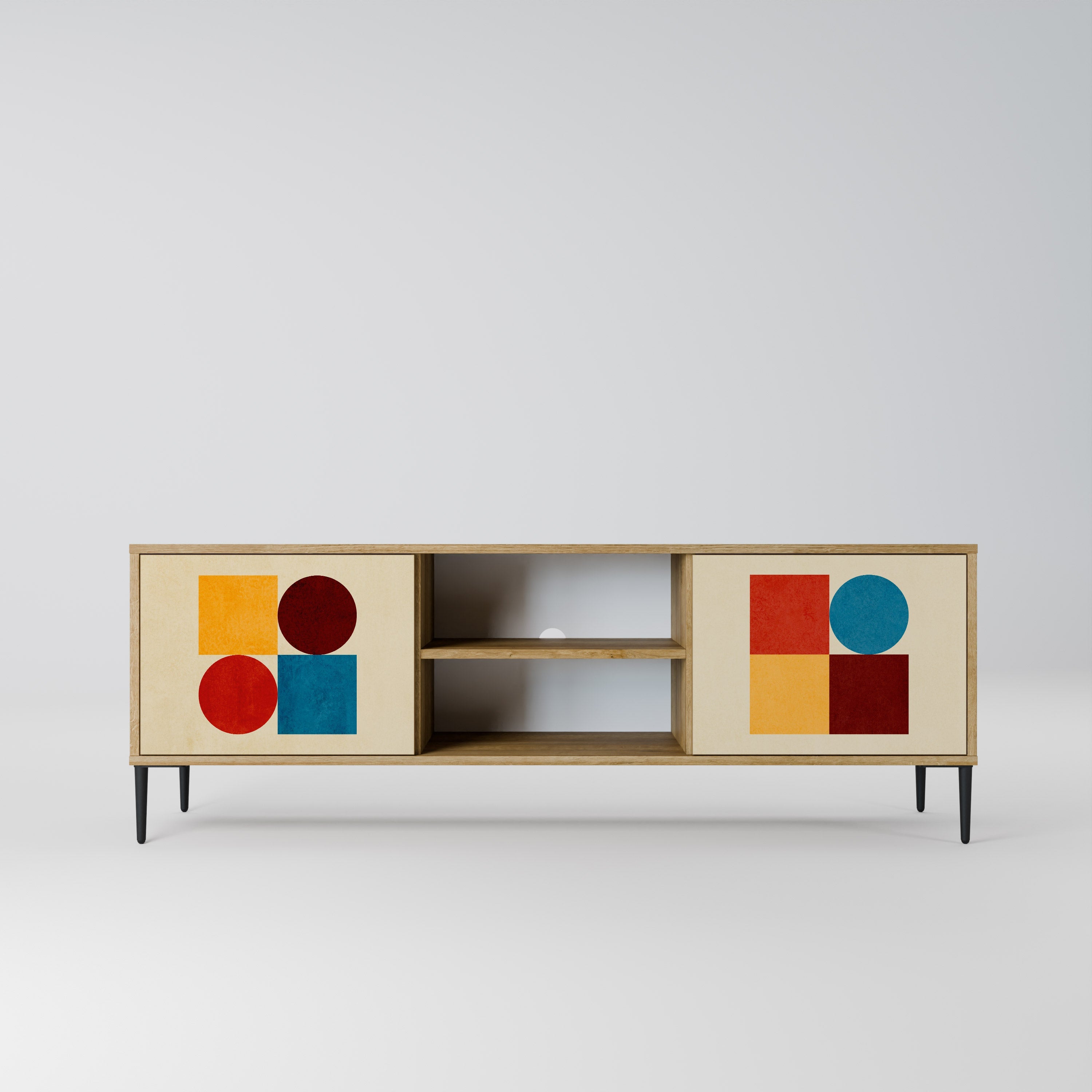 GEOMETRIC PUZZLE 2-türiger TV-Ständer in Eichenoptik