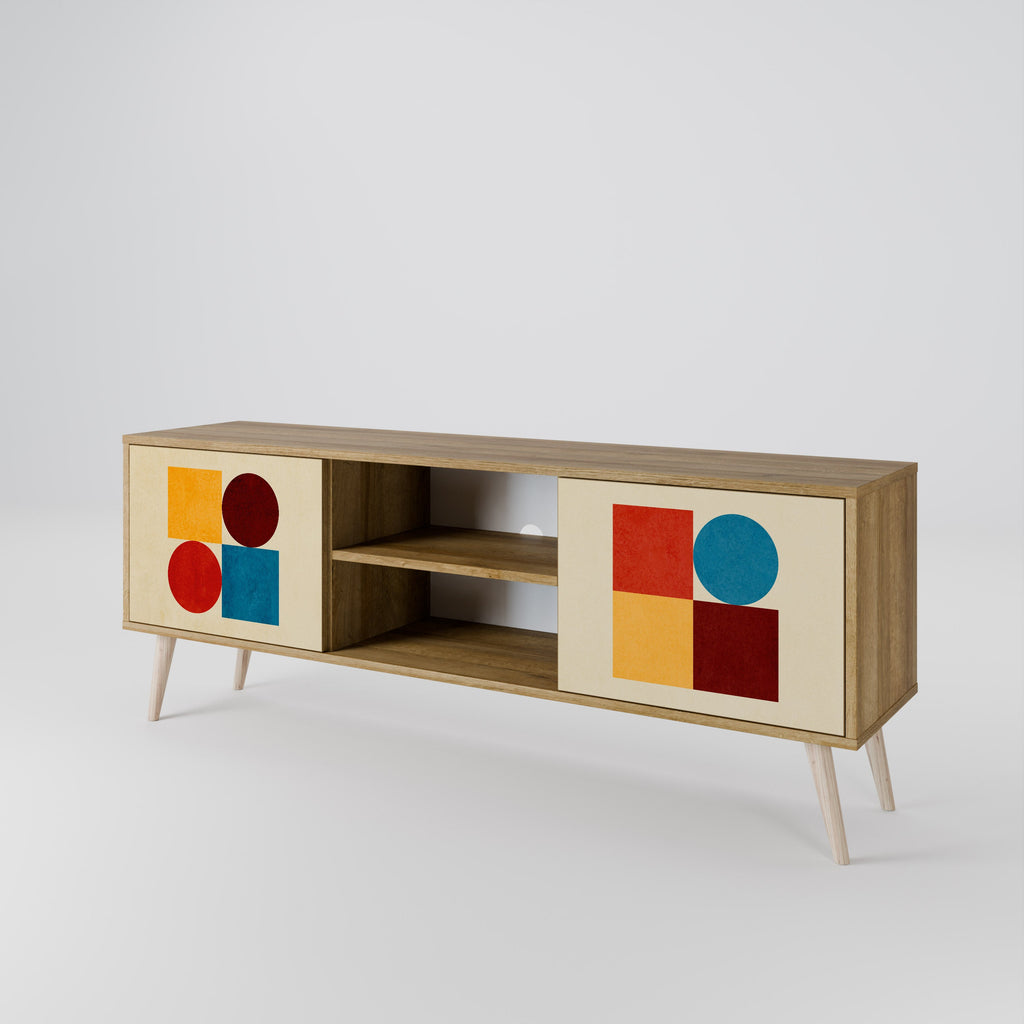 GEOMETRIC PUZZLE 2-Door TV Stand in Oak Effect