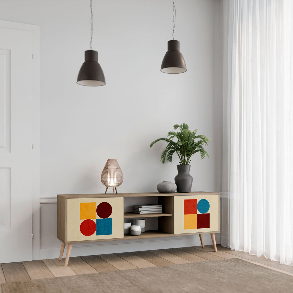 GEOMETRIC PUZZLE 2-Door TV Stand in Oak Effect