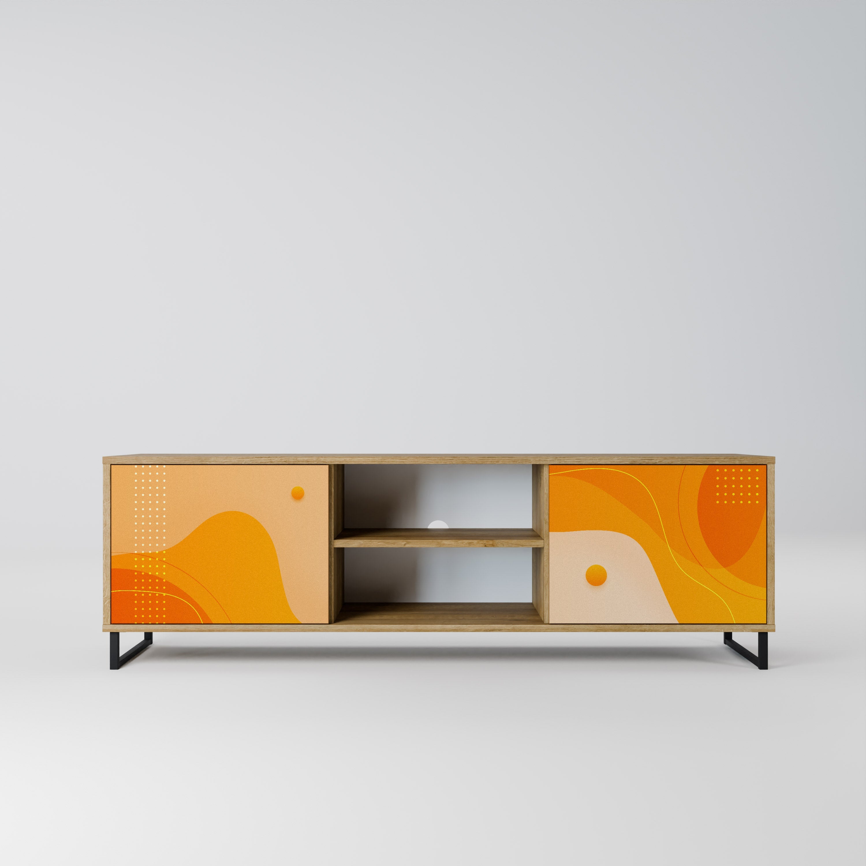 ORANGE ARRANGEMENT 2-türiger TV-Ständer in Eichenoptik
