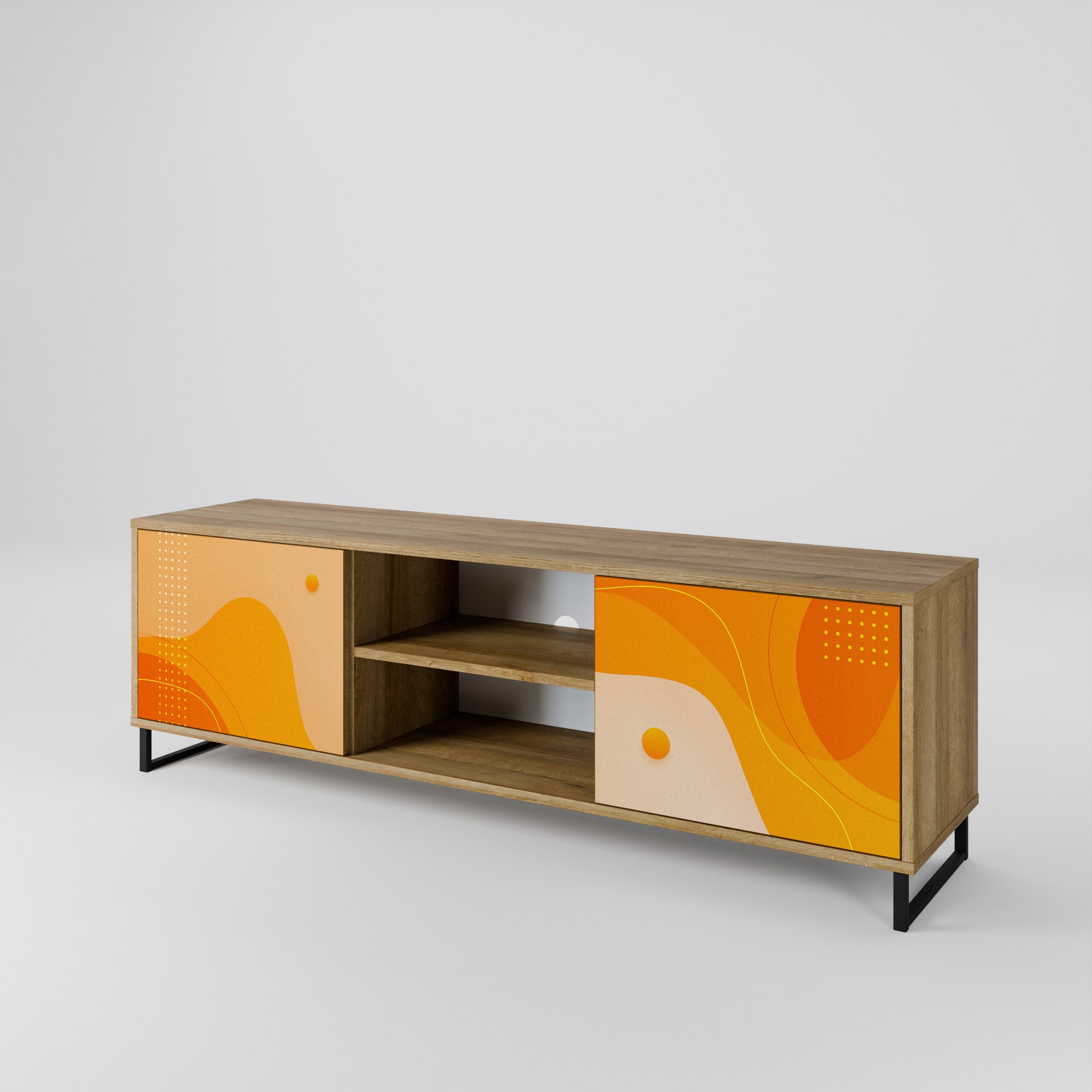 ORANGE ARRANGEMENT 2-türiger TV-Ständer in Eichenoptik