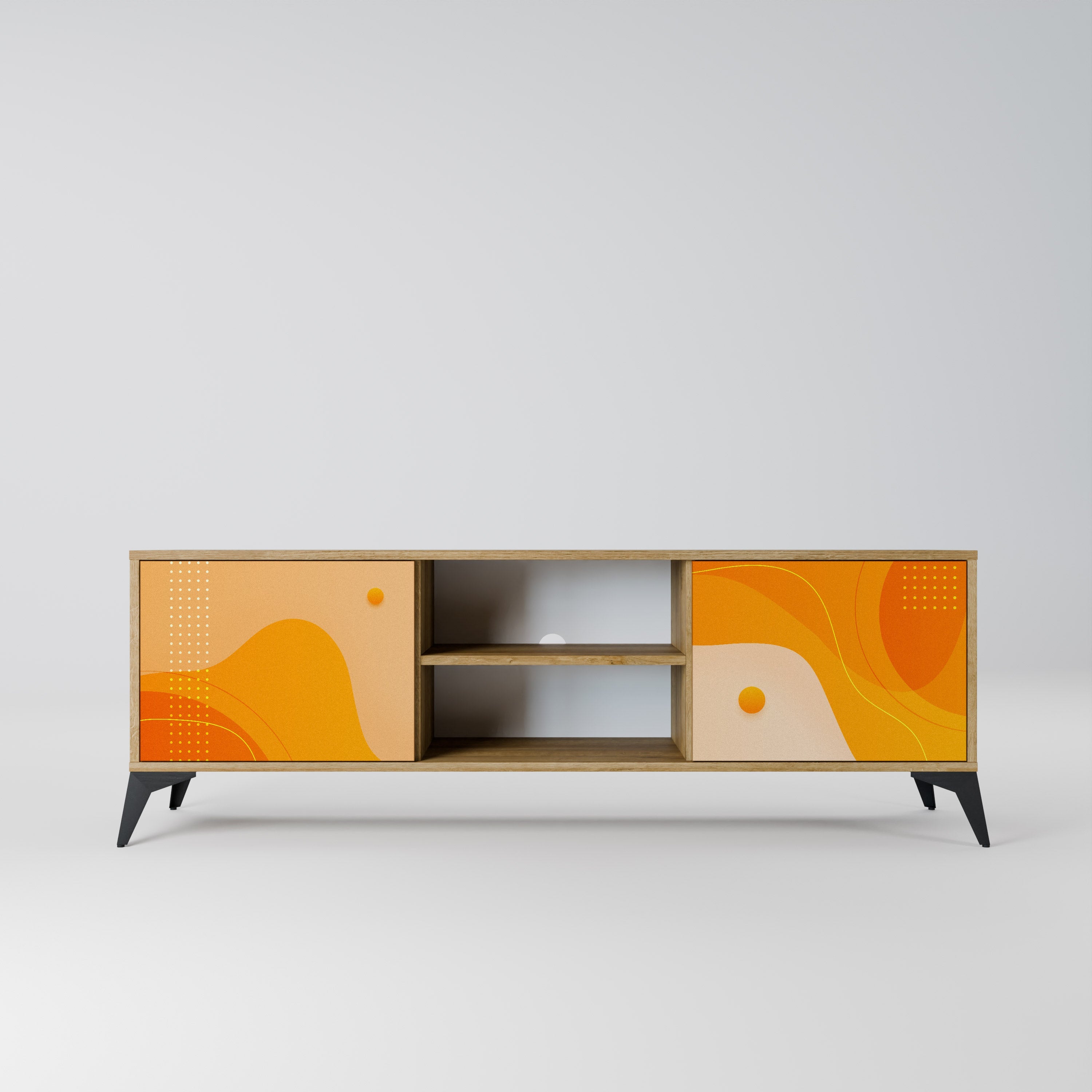 ORANGE ARRANGEMENT 2-türiger TV-Ständer in Eichenoptik
