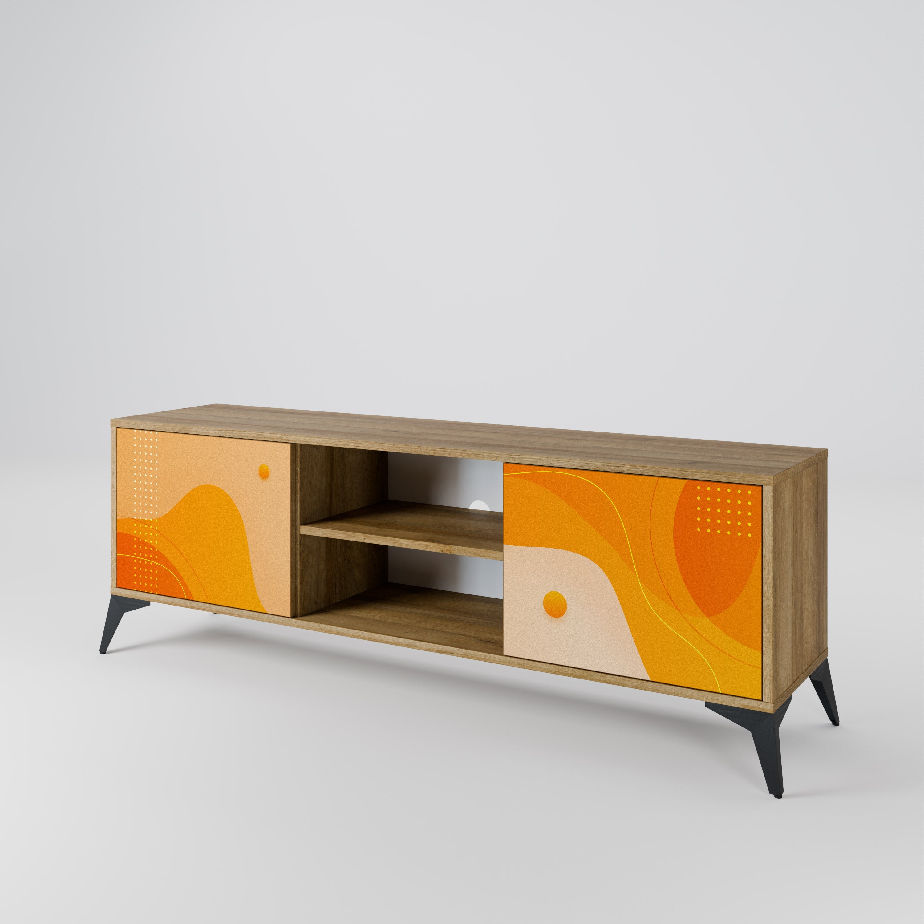 ORANGE ARRANGEMENT 2-türiger TV-Ständer in Eichenoptik