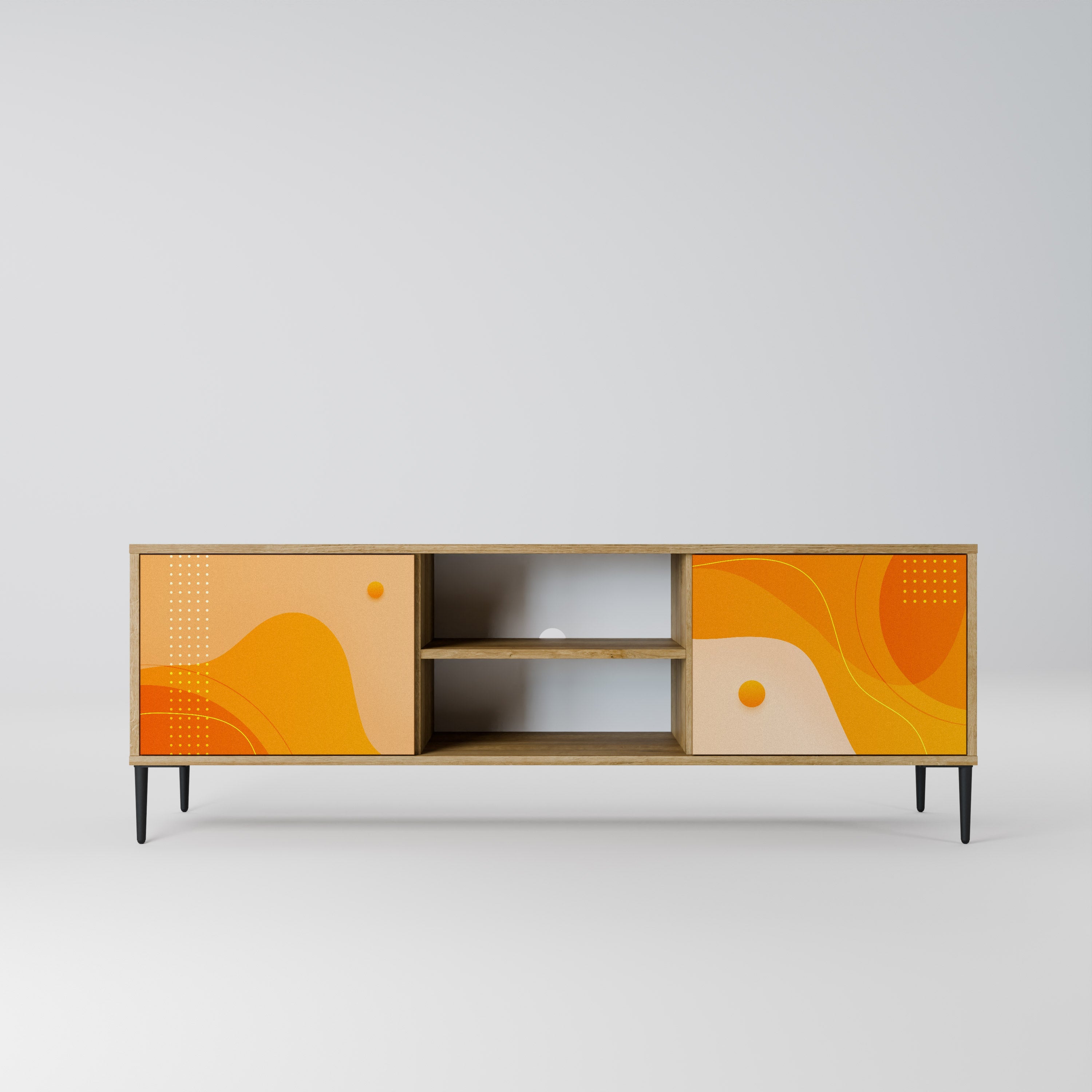 ORANGE ARRANGEMENT 2-türiger TV-Ständer in Eichenoptik