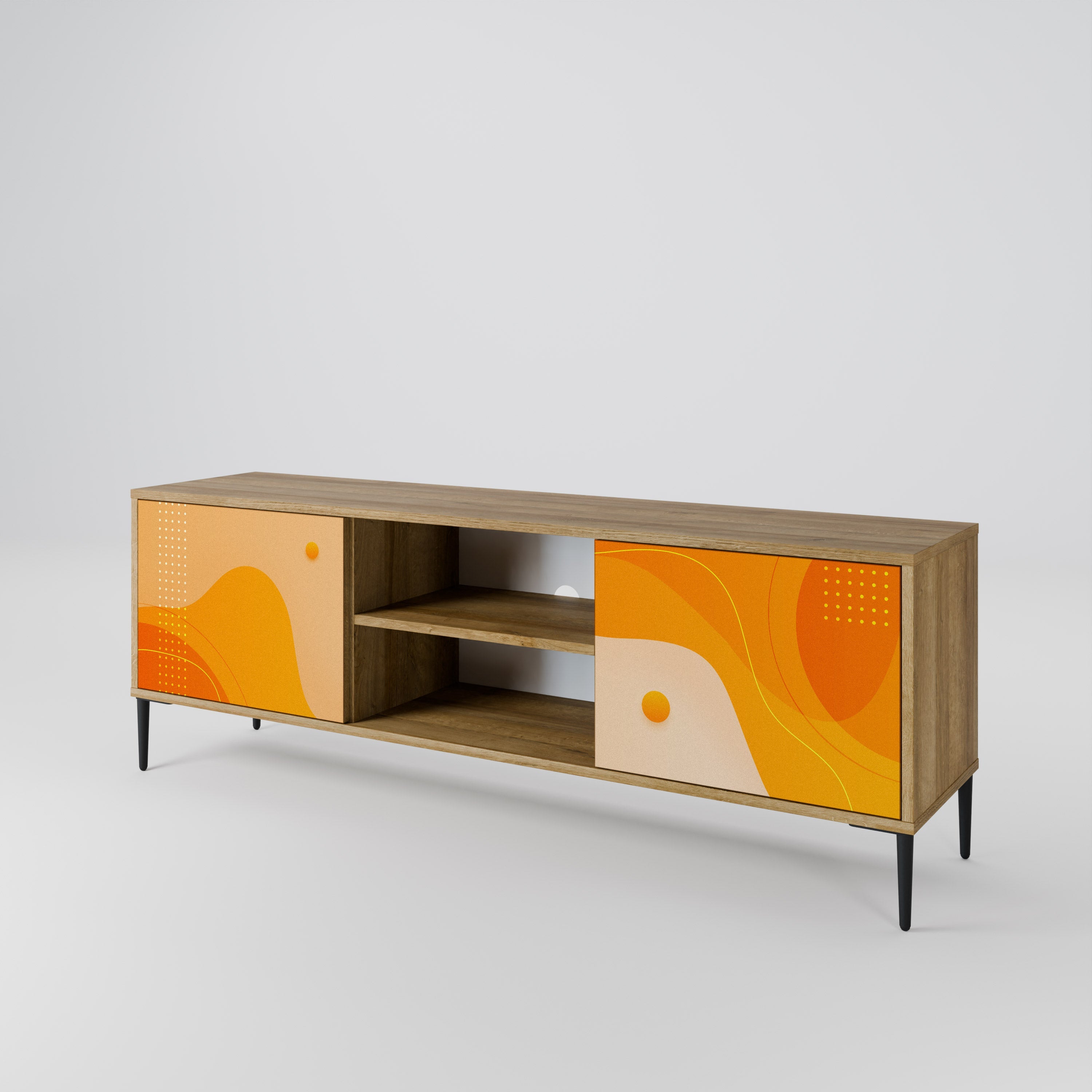 ORANGE ARRANGEMENT 2-türiger TV-Ständer in Eichenoptik