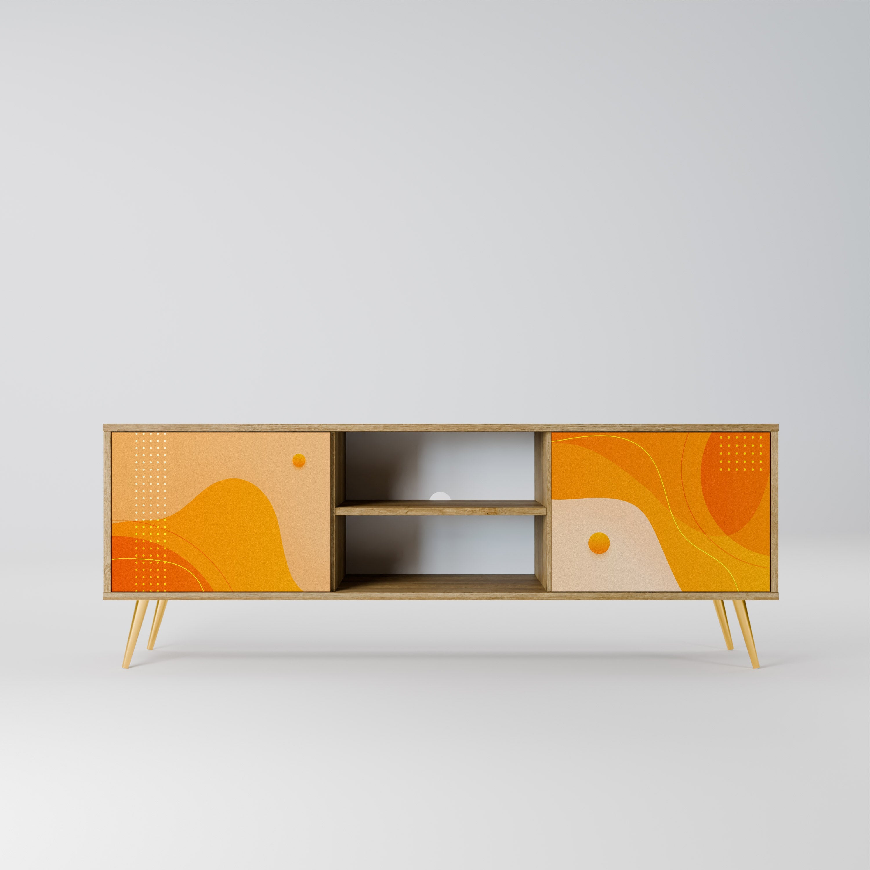 ORANGE ARRANGEMENT 2-türiger TV-Ständer in Eichenoptik