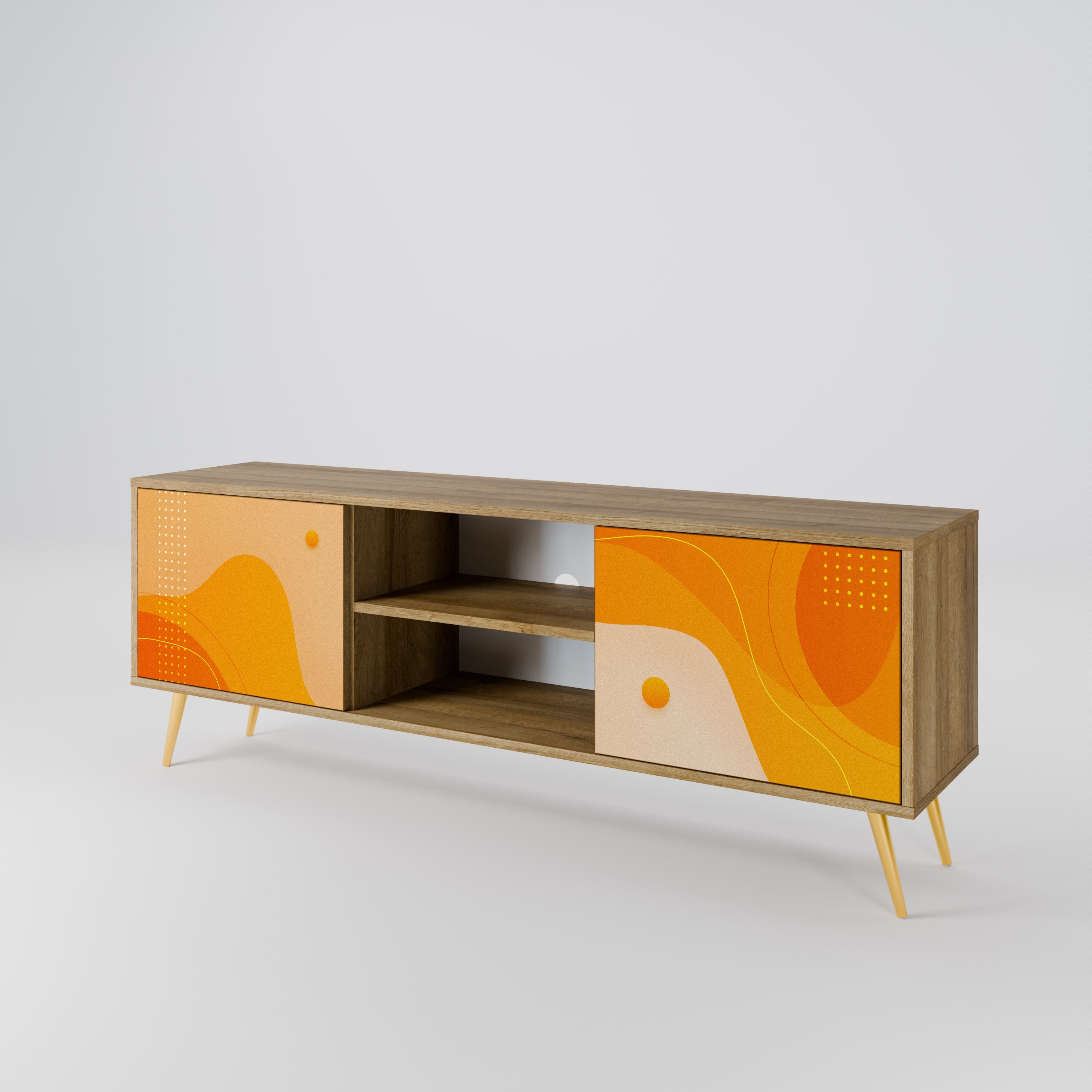 ORANGE ARRANGEMENT 2-türiger TV-Ständer in Eichenoptik