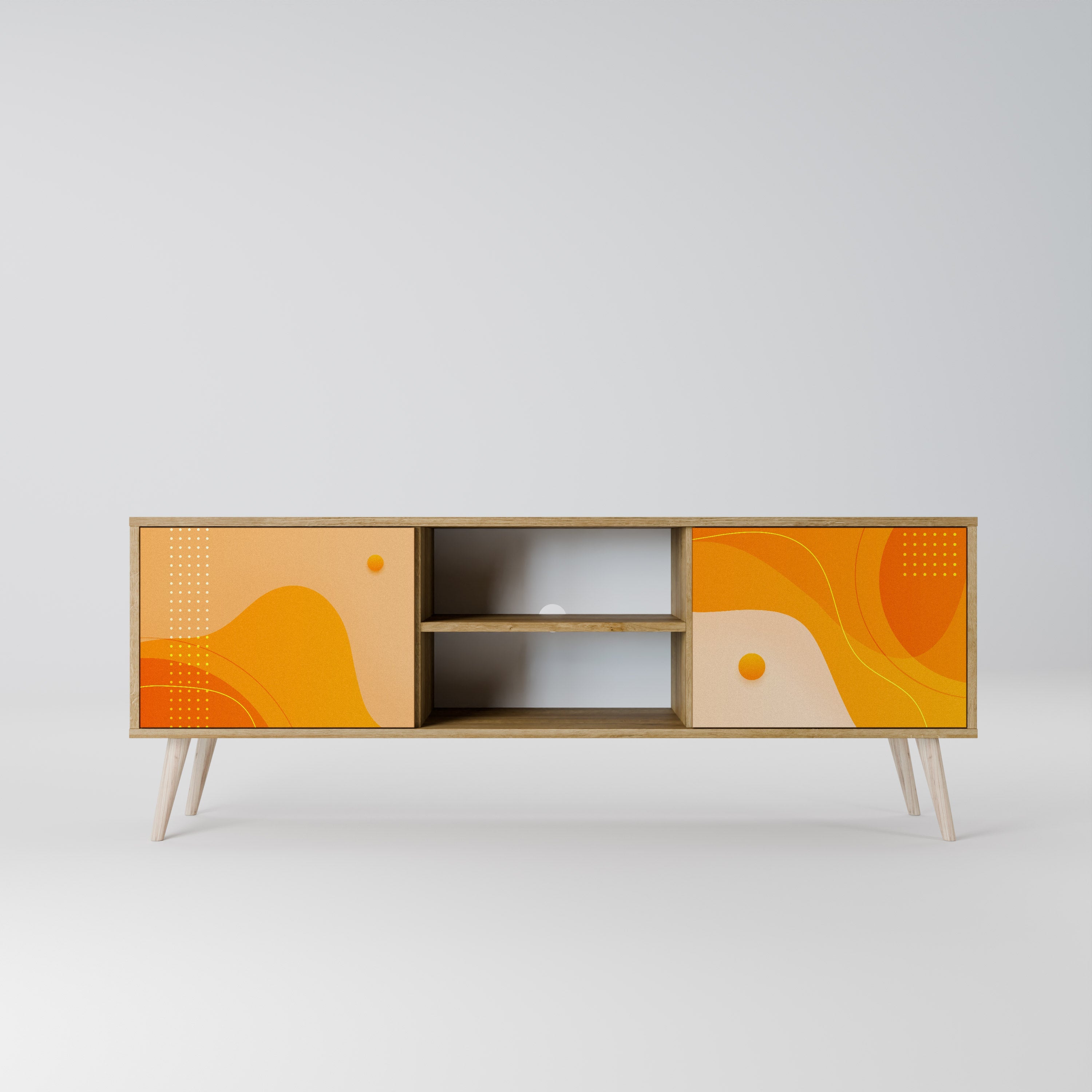 ORANGE ARRANGEMENT 2-türiger TV-Ständer in Eichenoptik