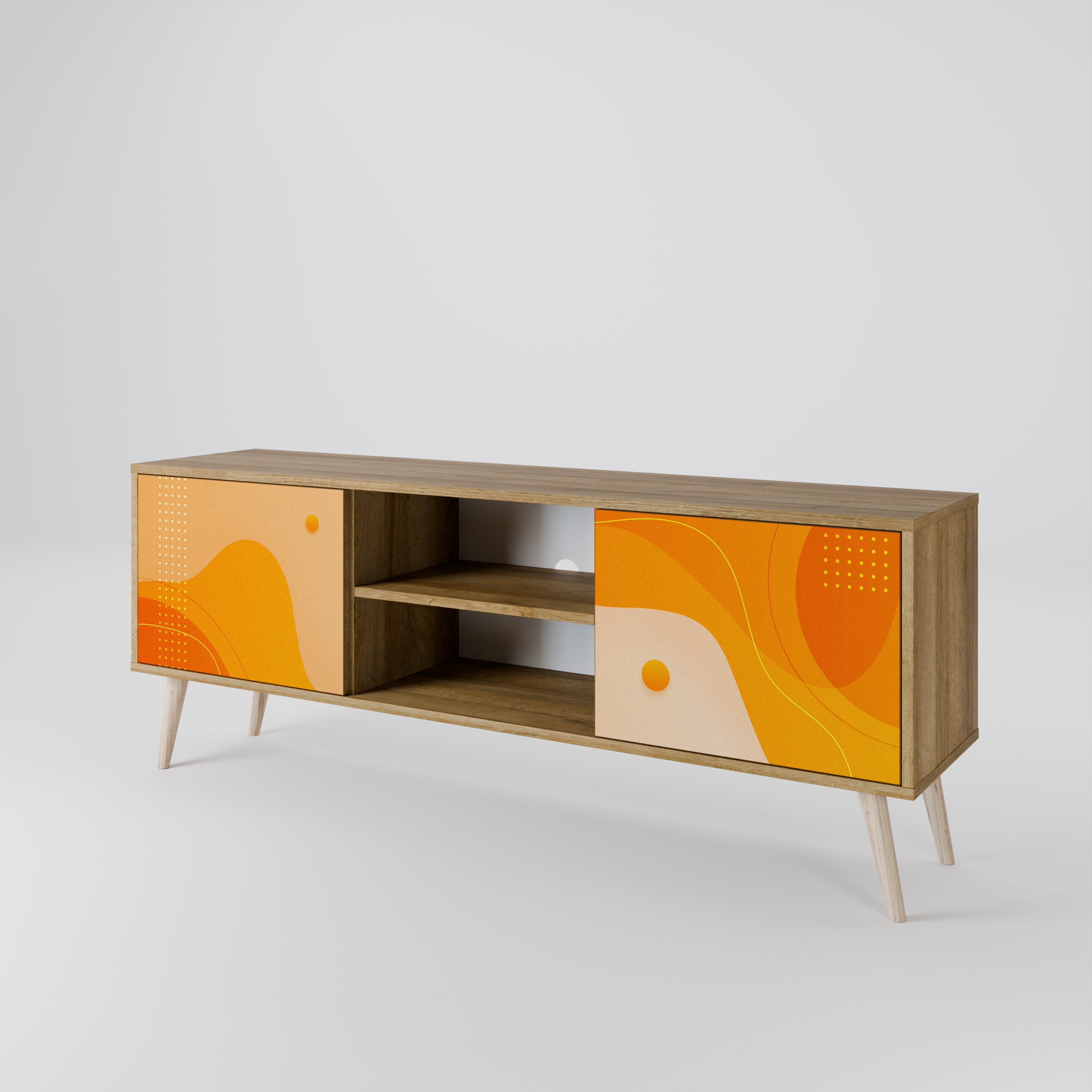 ORANGE ARRANGEMENT 2-türiger TV-Ständer in Eichenoptik