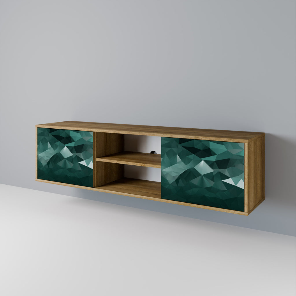POLYGONAL FLOATING 2-türiger TV-Ständer in Eichenoptik