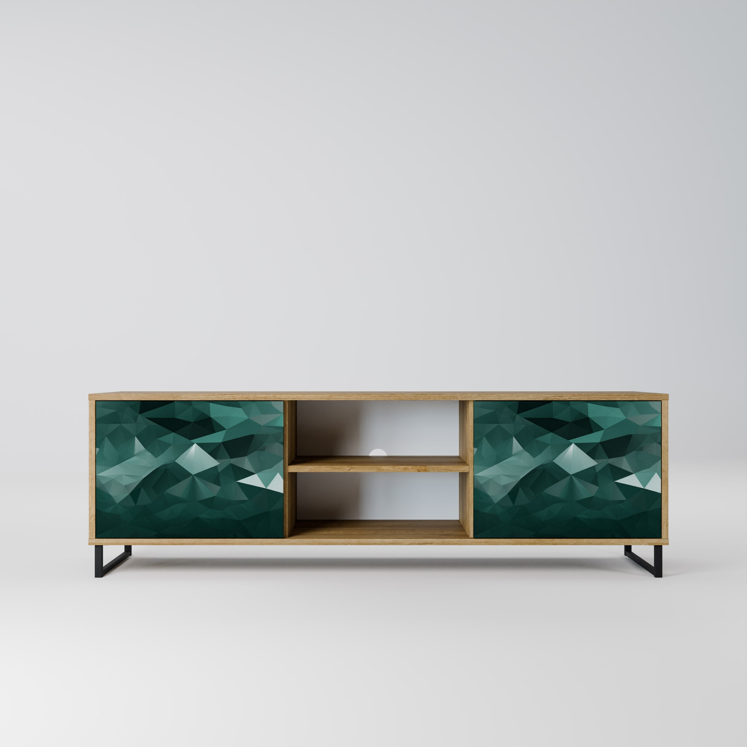 POLYGONAL FLOATING 2-türiger TV-Ständer in Eichenoptik