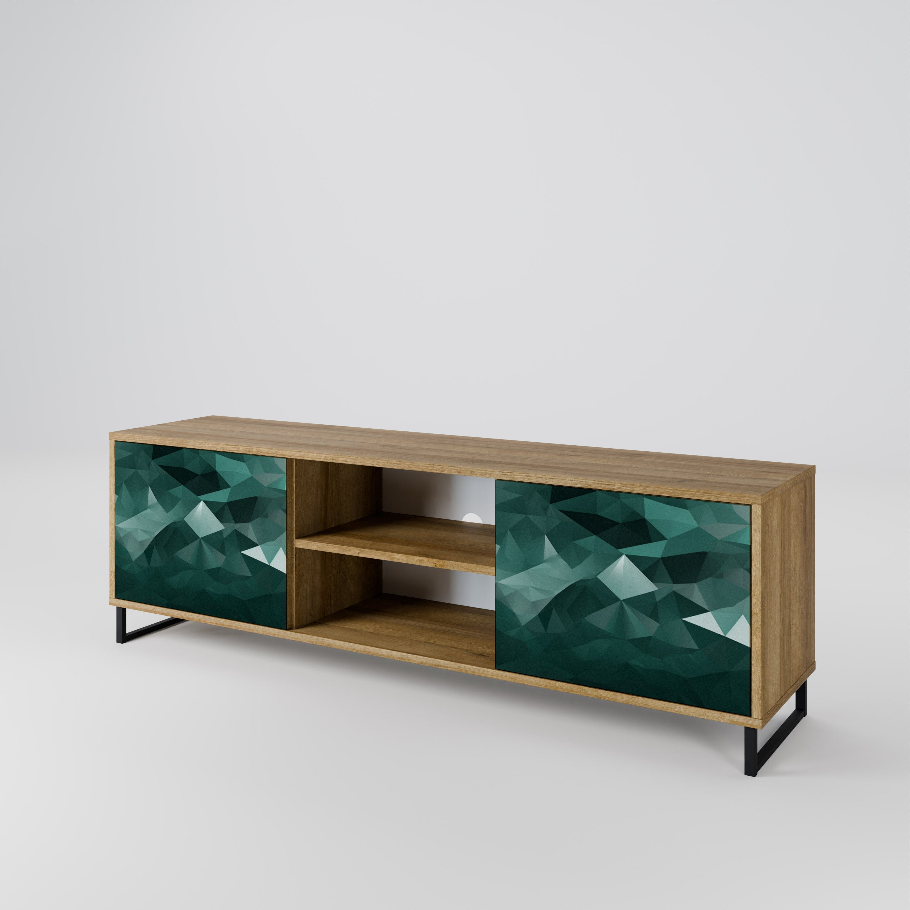 POLYGONAL FLOATING 2-türiger TV-Ständer in Eichenoptik