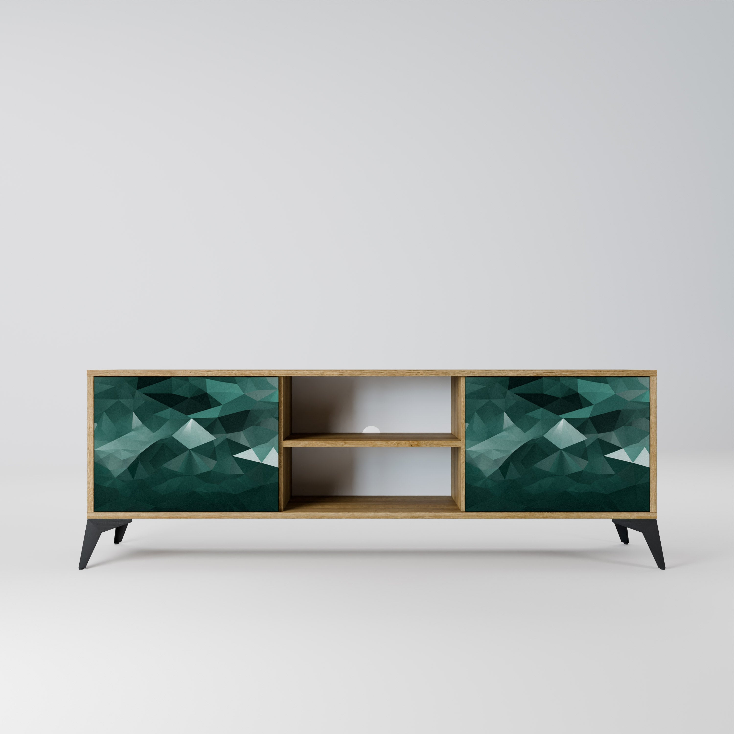 POLYGONAL FLOATING 2-türiger TV-Ständer in Eichenoptik