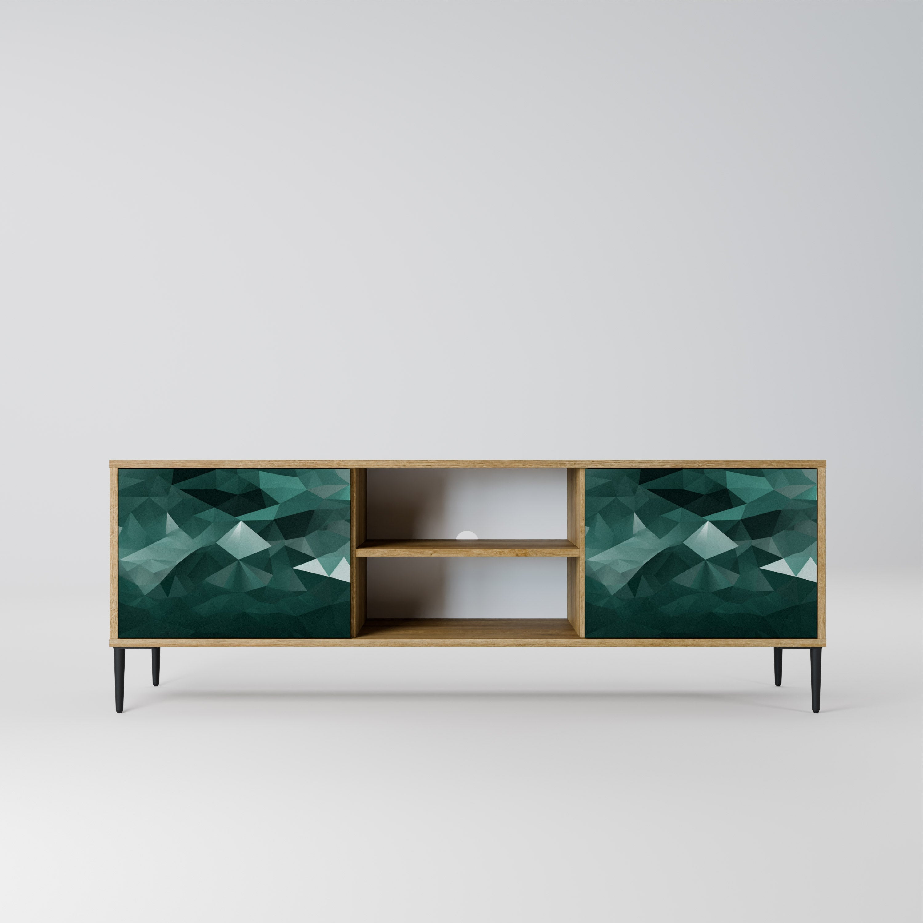 POLYGONAL FLOATING 2-türiger TV-Ständer in Eichenoptik