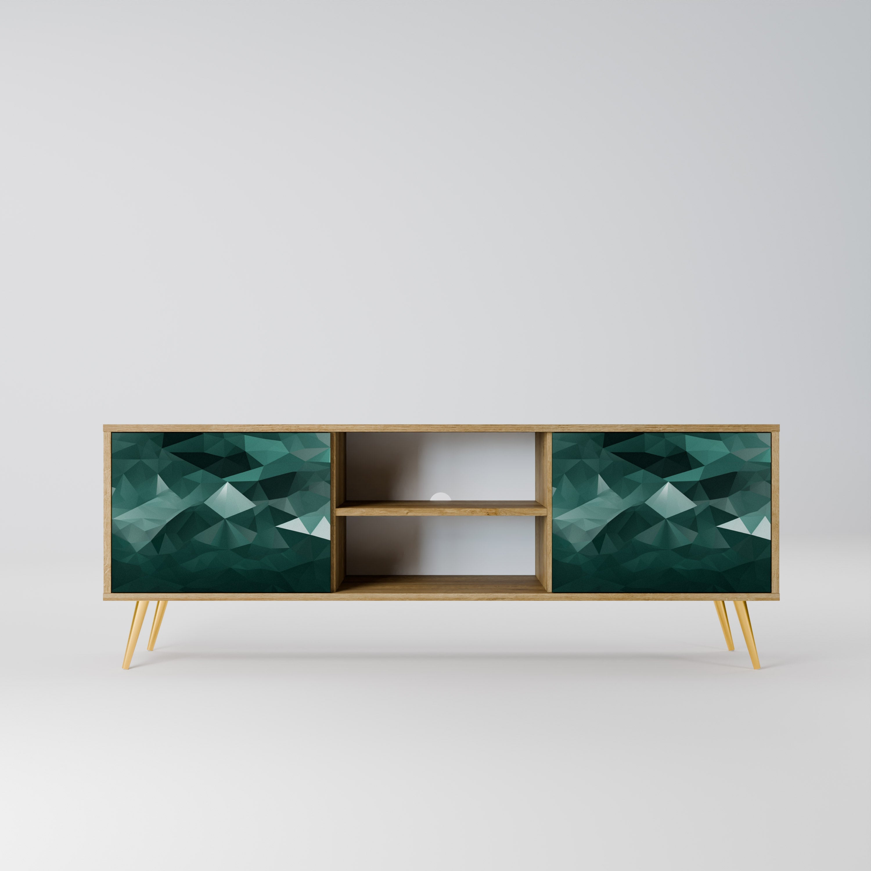 POLYGONAL FLOATING 2-türiger TV-Ständer in Eichenoptik