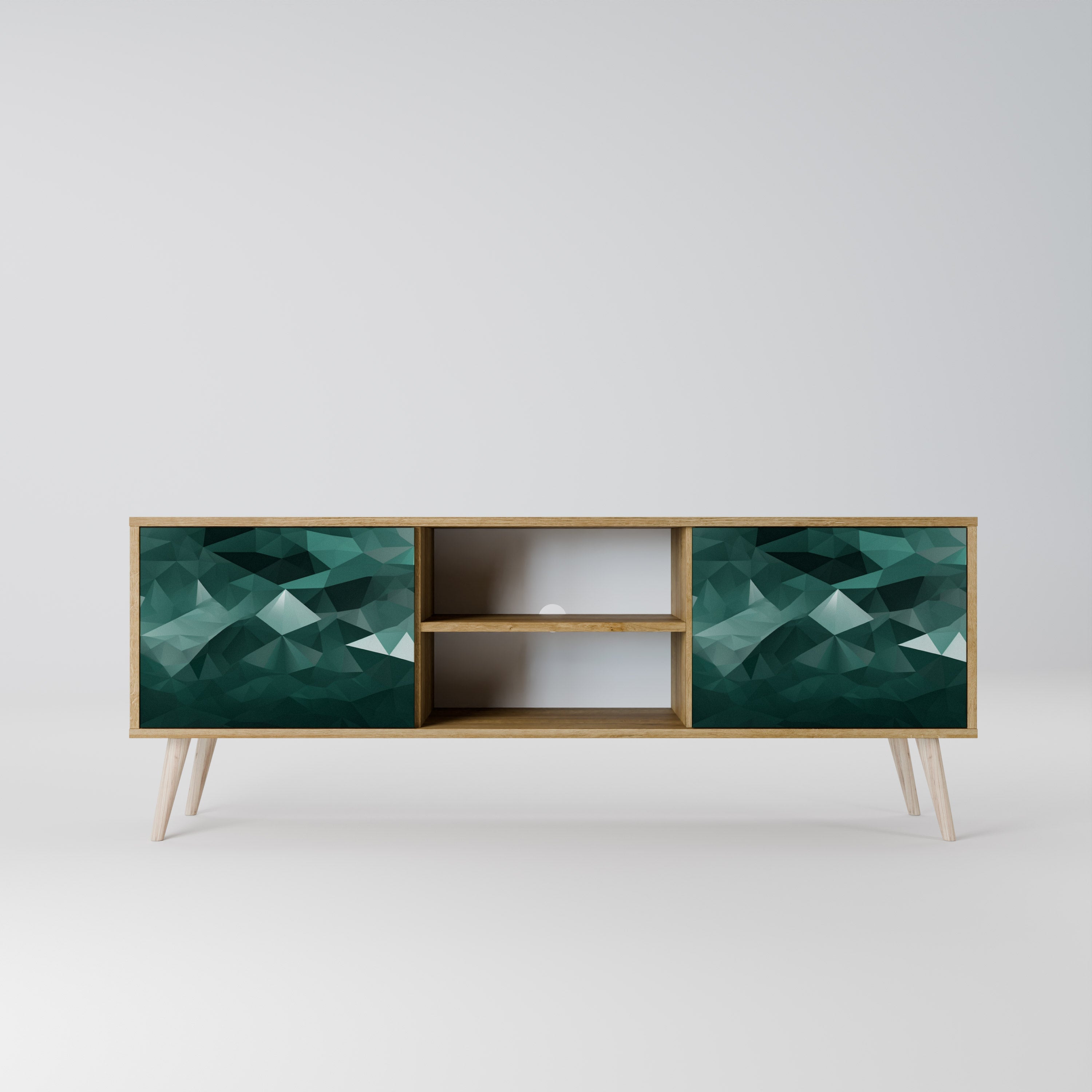 POLYGONAL FLOATING 2-türiger TV-Ständer in Eichenoptik