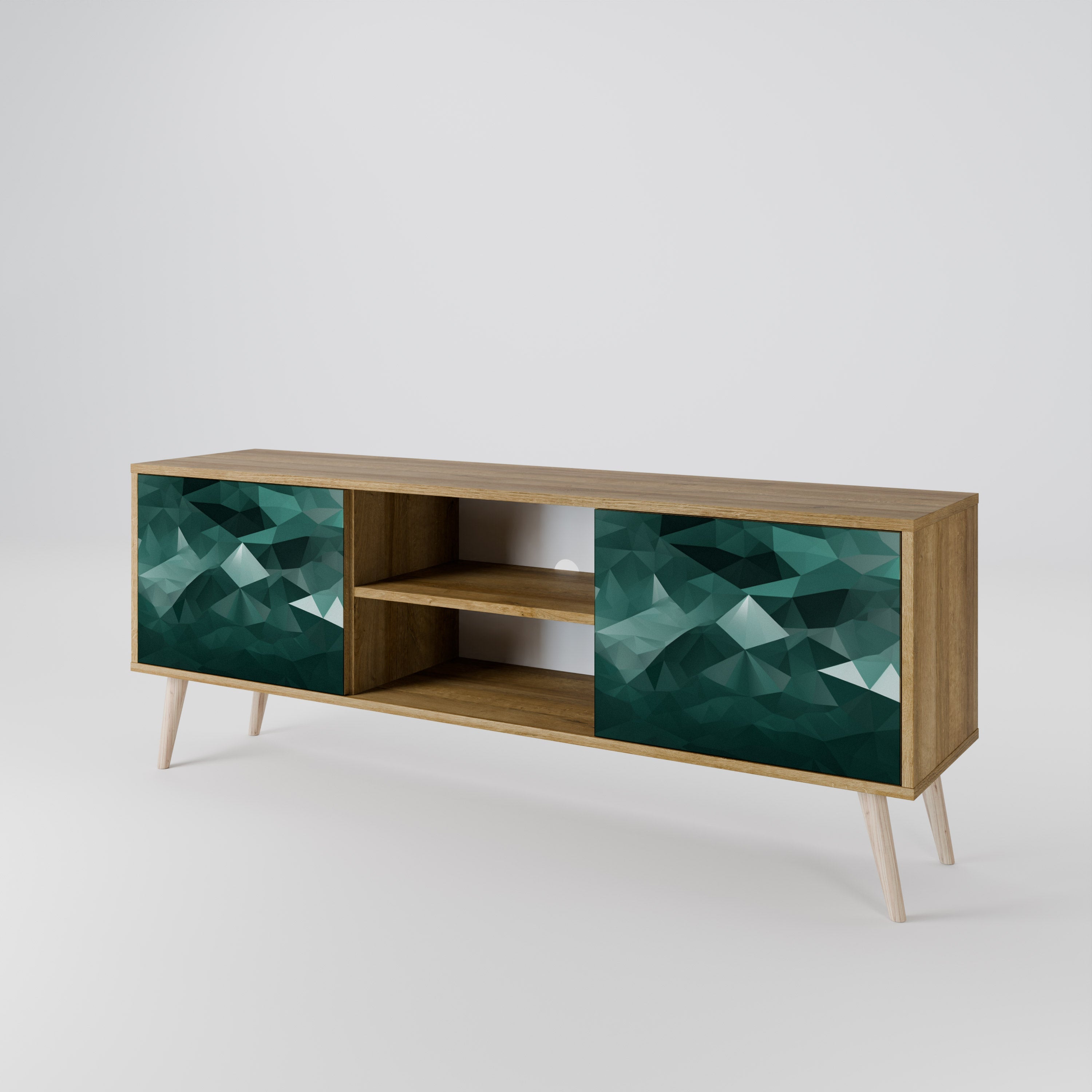 POLYGONAL FLOATING 2-türiger TV-Ständer in Eichenoptik